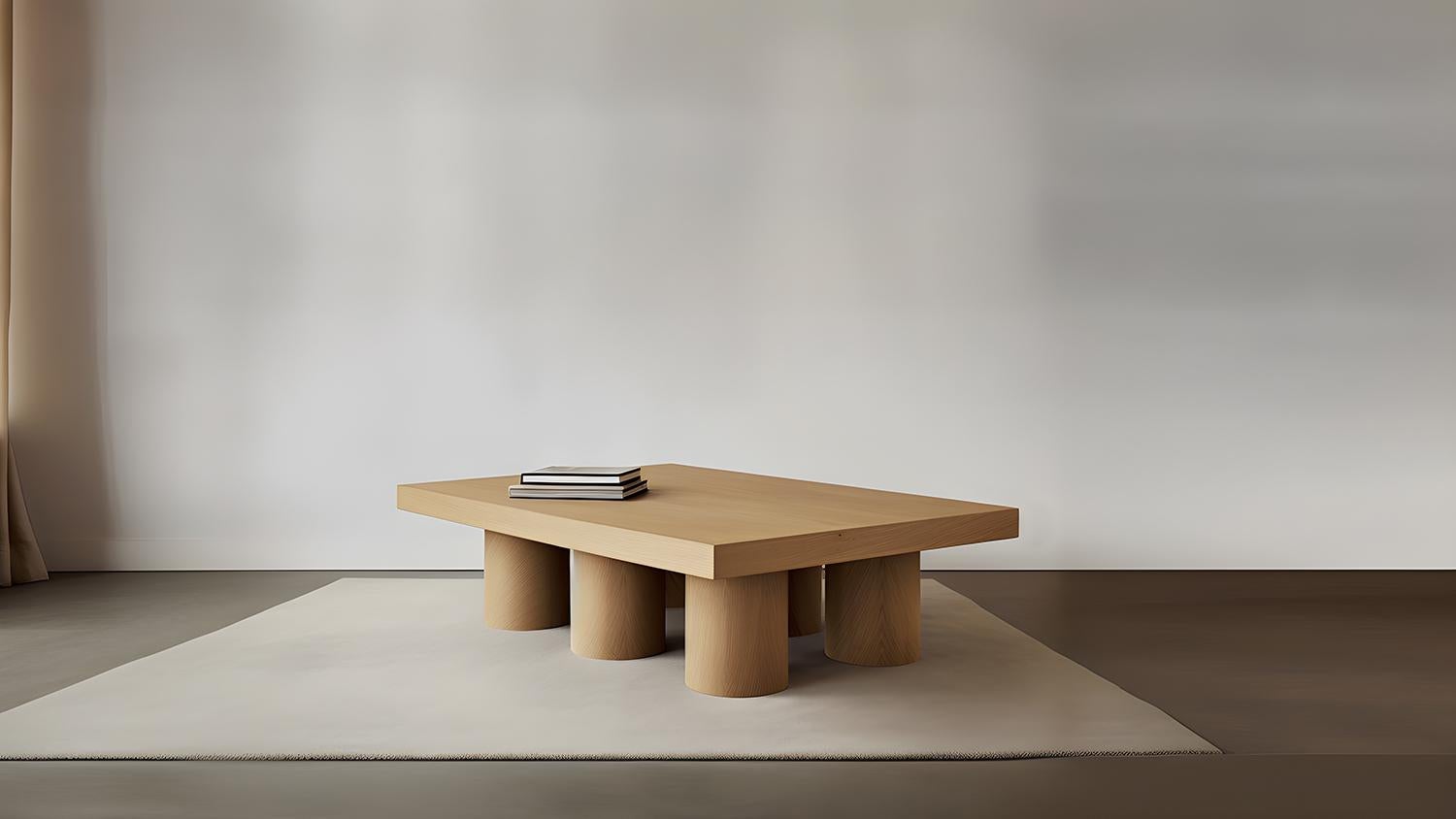 Contemporary Brutalist Rectangular Coffee Table in Warm Wood Veneer, Podio by NONO For Sale