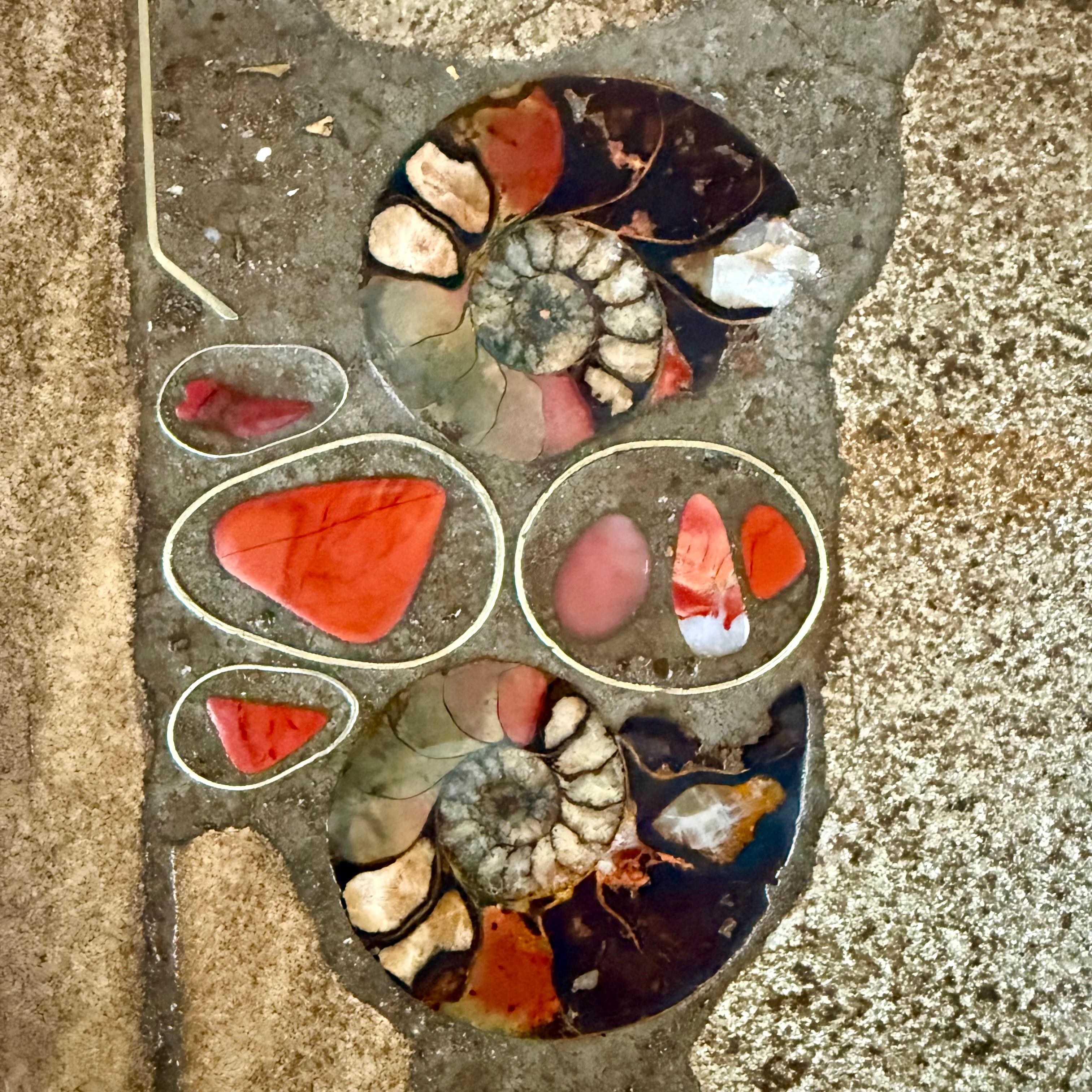 Dutch Brutalist Rectangular Slate Stone Ammonite Coffee Table Paul Kingma Netherlands