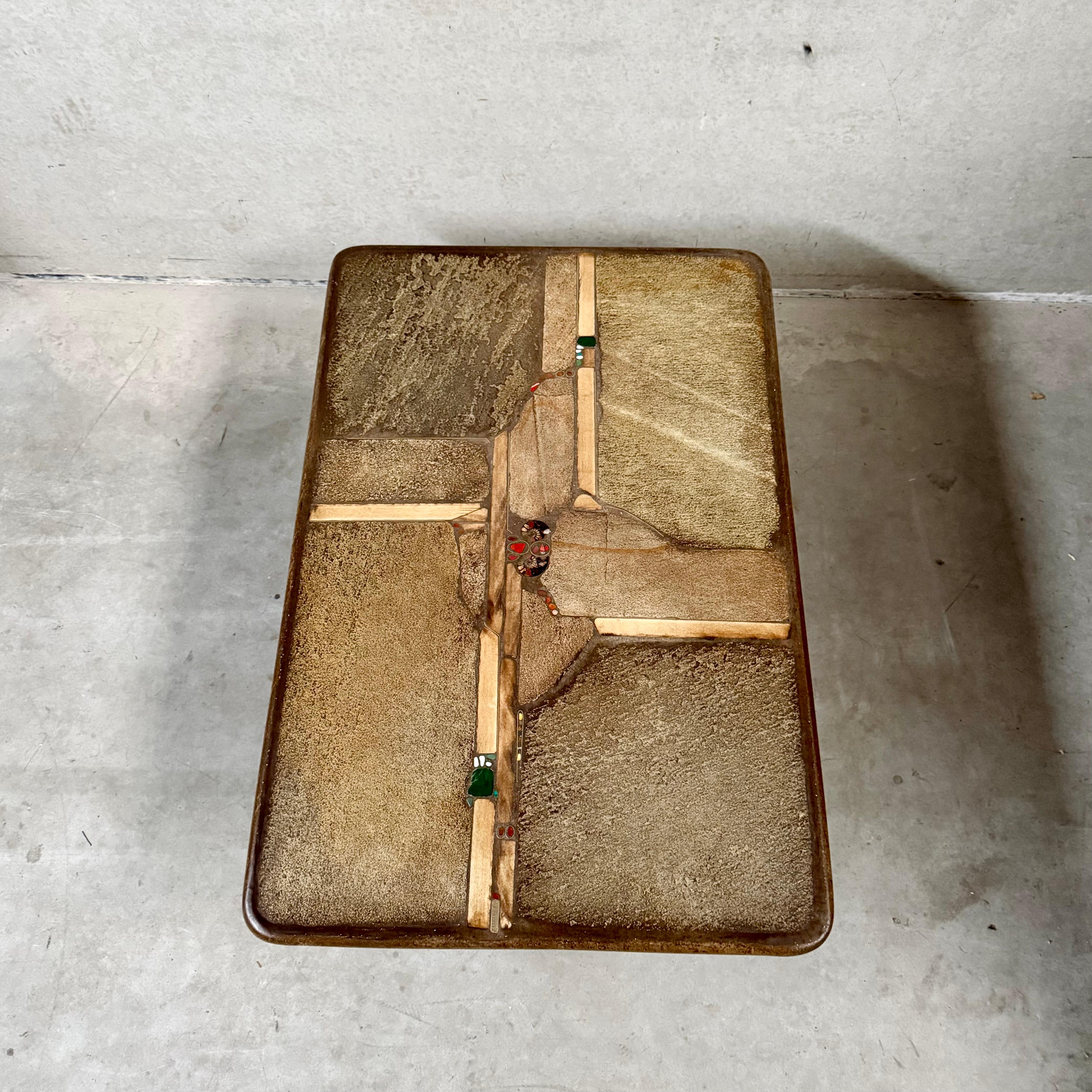 Brutalist Rectangular Slate Stone Ammonite Coffee Table Paul Kingma Netherlands In Good Condition In DE MEERN, NL