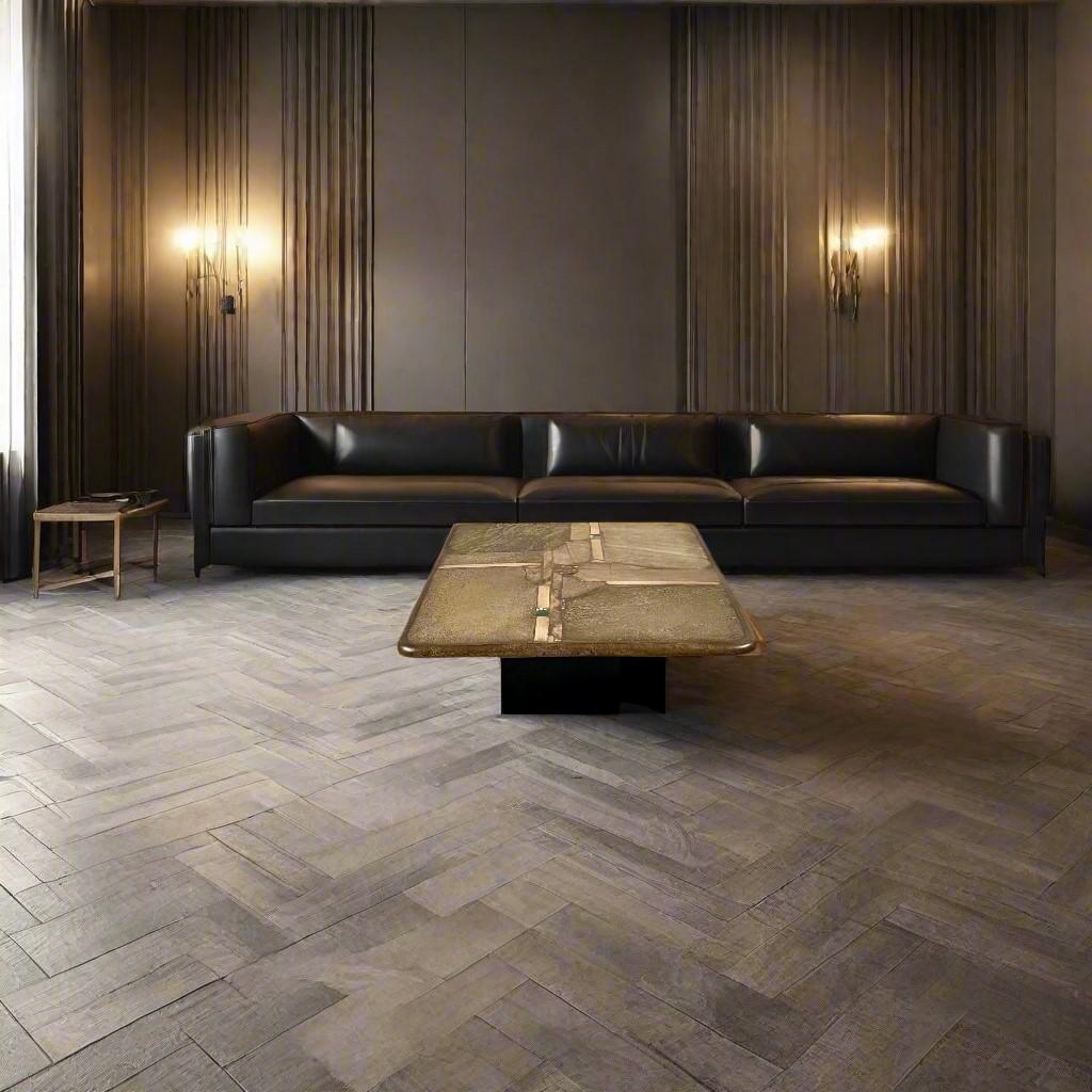 Brutalist Rectangular Slate Stone Ammonite Coffee Table Paul Kingma Netherlands 1
