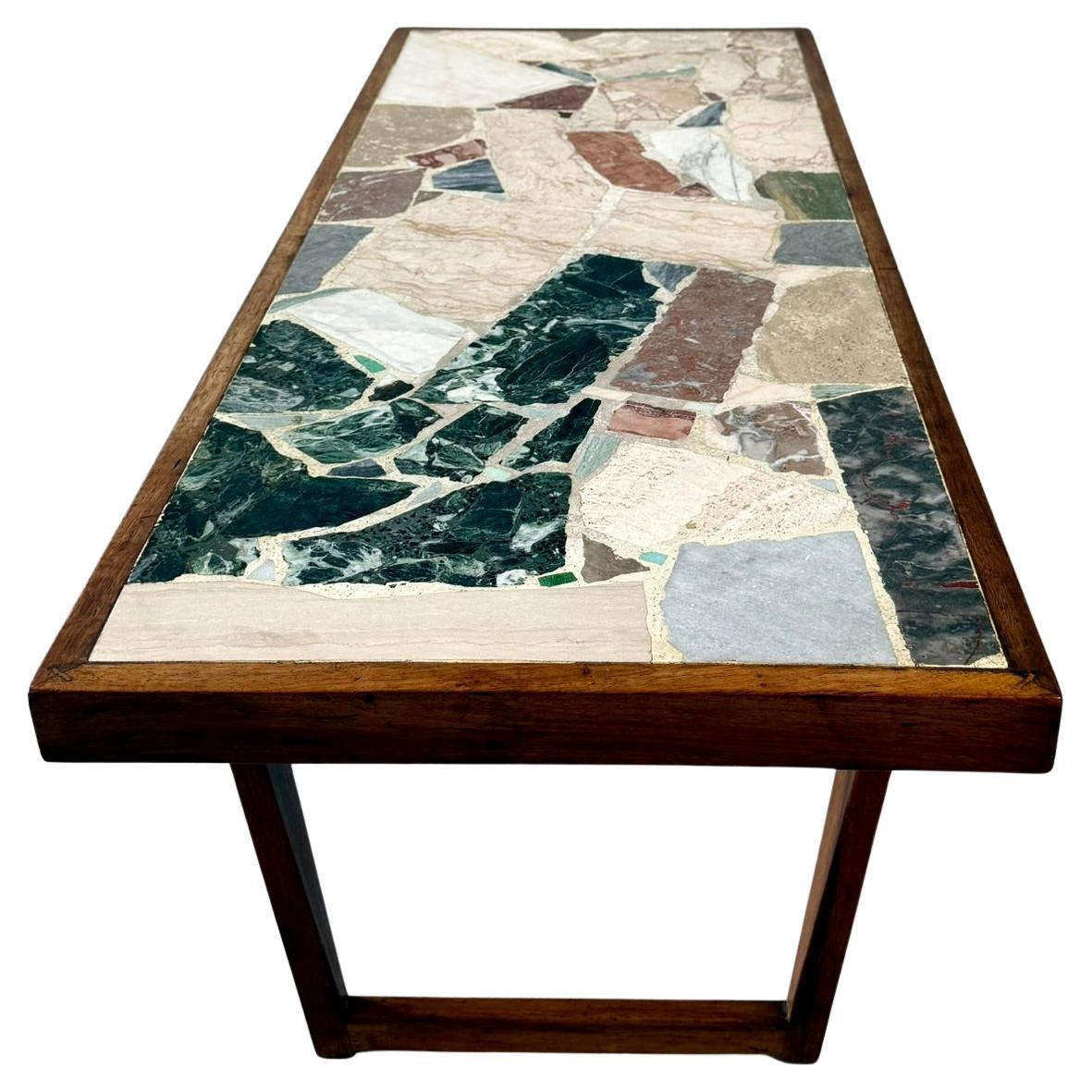 Table basse en terrazzo rectangulaire brutaliste dans le style d'Erling Viksjø