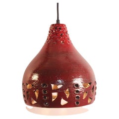 Brutalist Red Ceramic Pendant Lamp Jelle Helleroe, 1970 Denmark