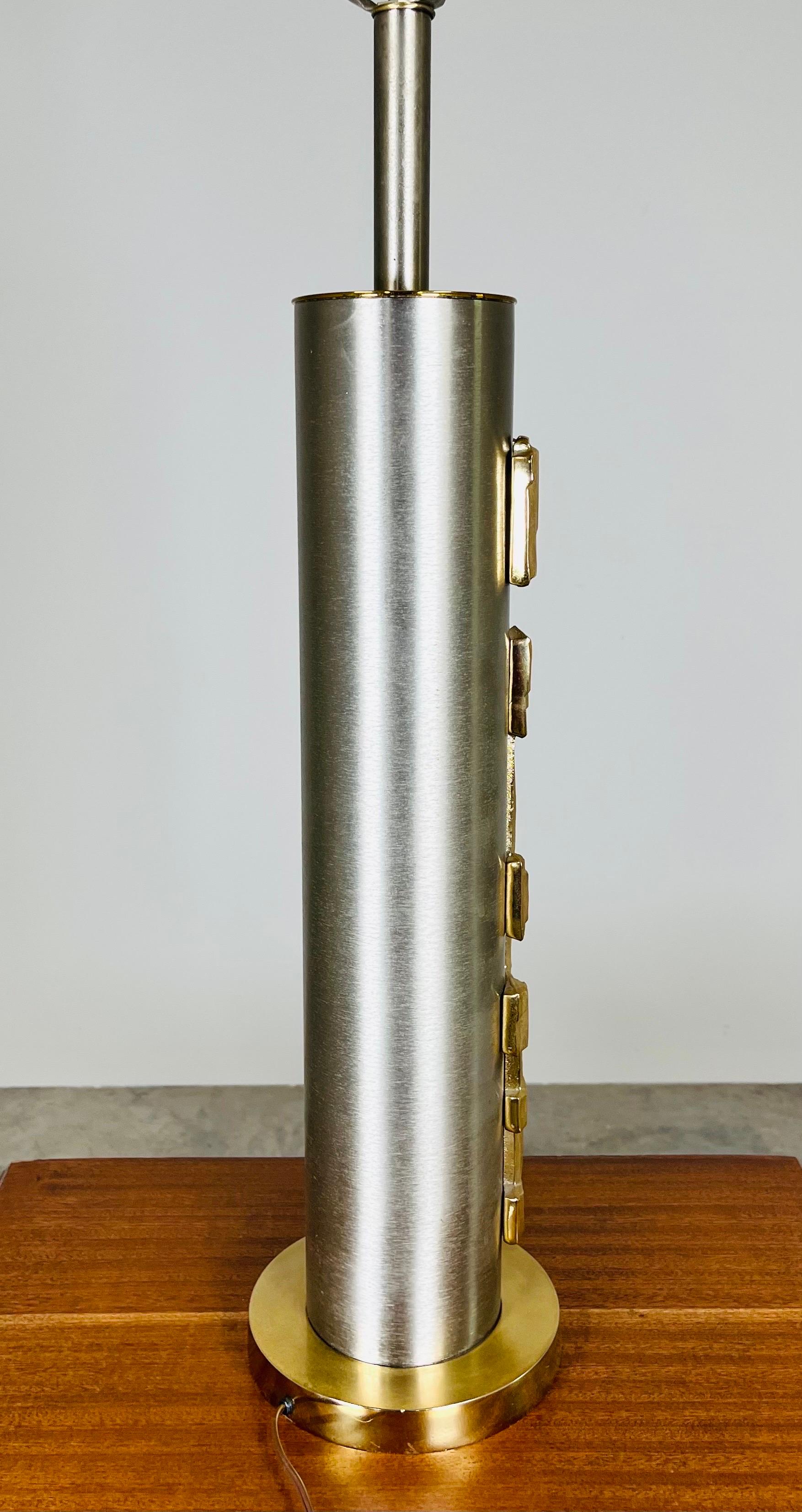 American Brutalist Richard Barr Style Cubist Table Lamp by Laurel Lamp Co. circa 1960 For Sale