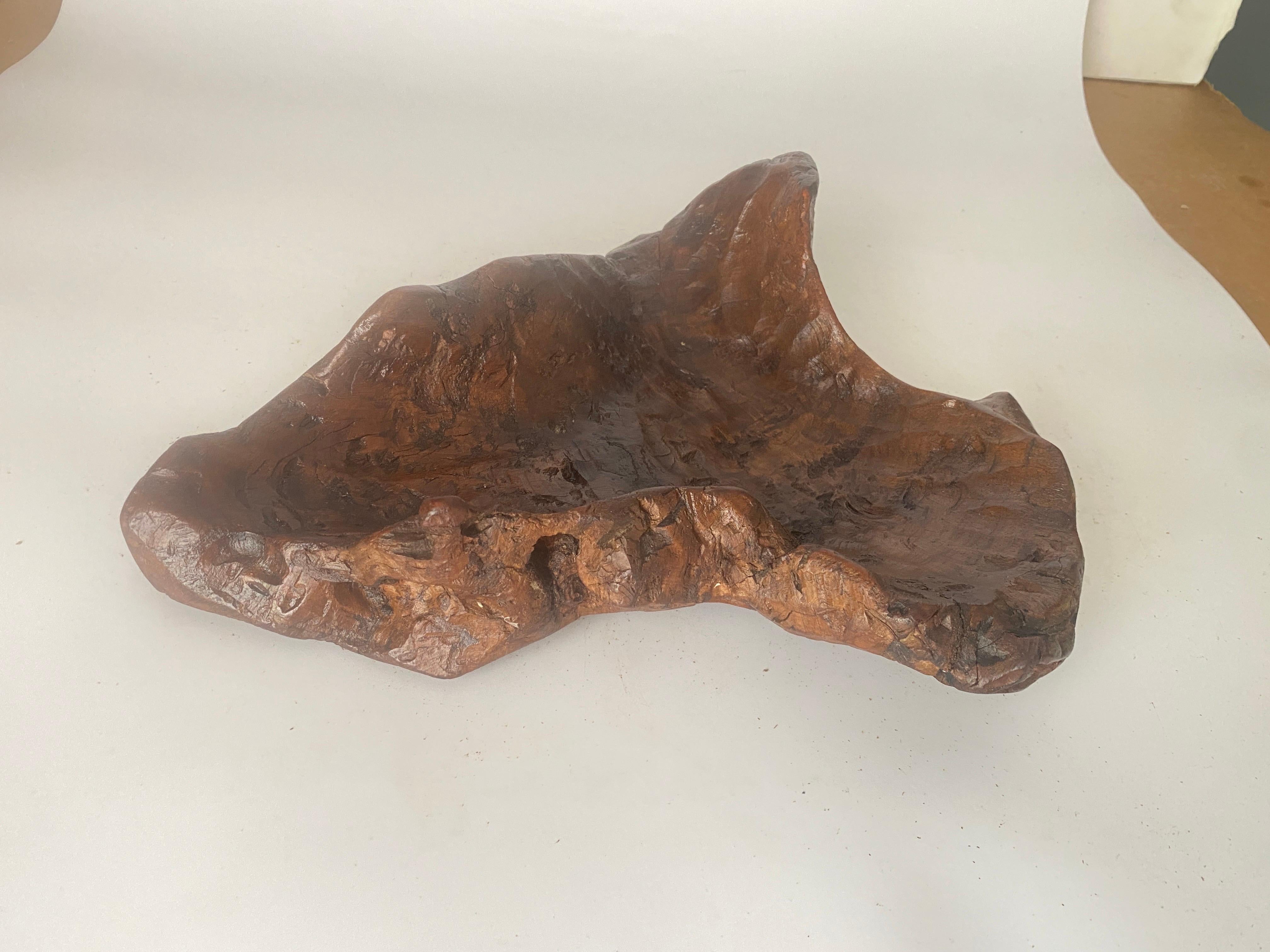 Brutalist Root Wood Vide Poche or Bowl 1960 France  with Old Patina Riviera For Sale 1