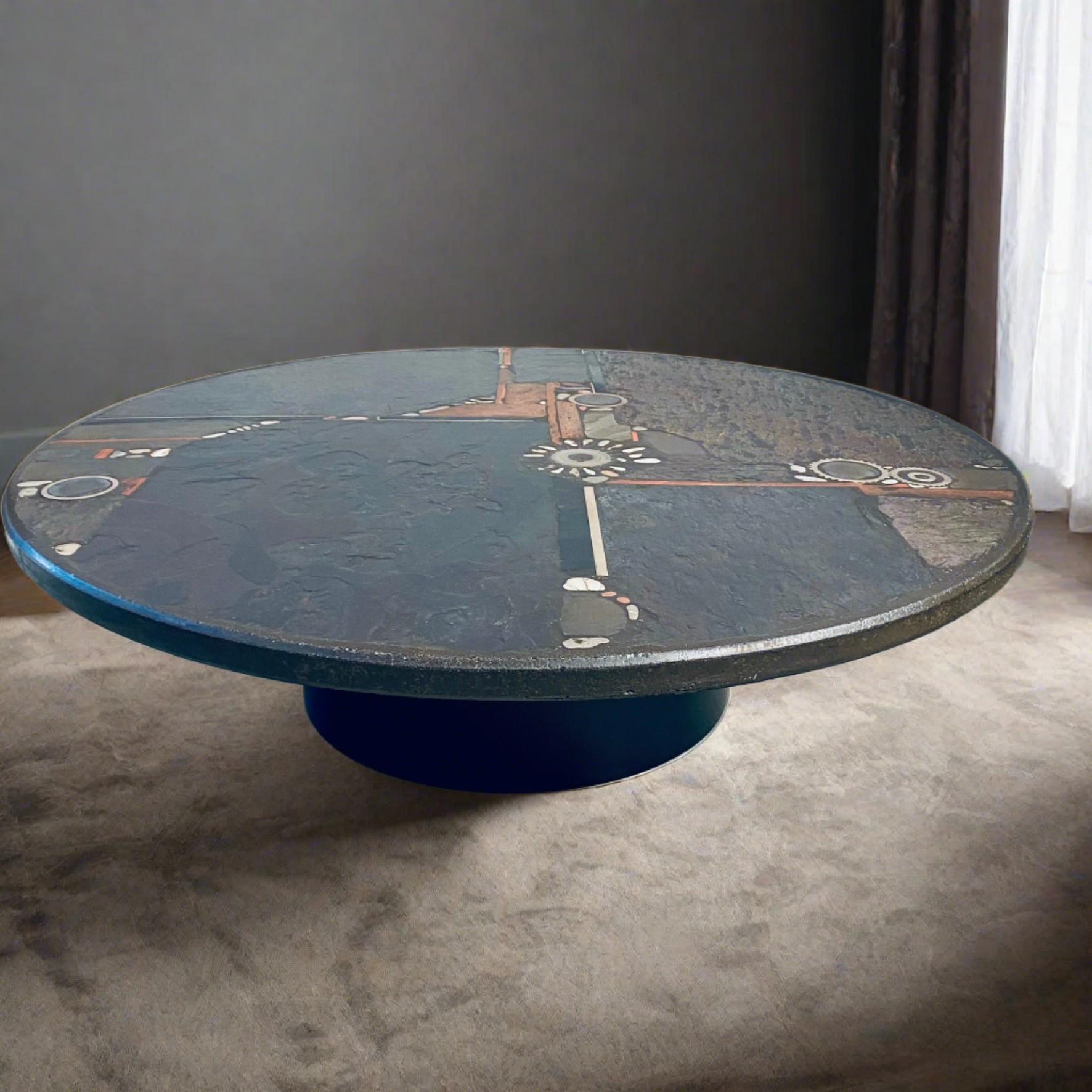Brutalist Round Coffee Table by Sculptor Paul Kingma, Netherlands, 1984 For Sale 12