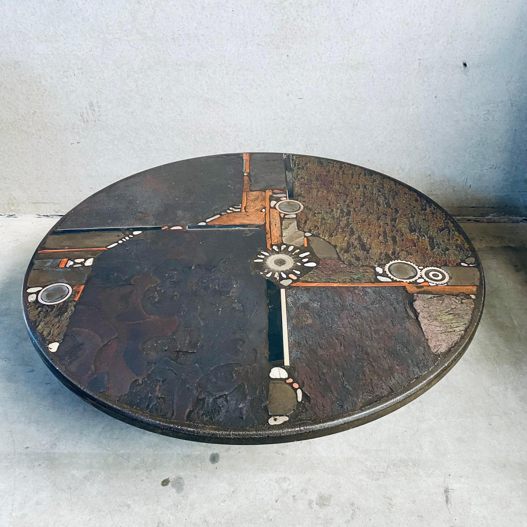 Late 20th Century Brutalist Round Coffee Table by Sculptor Paul Kingma, Netherlands, 1984