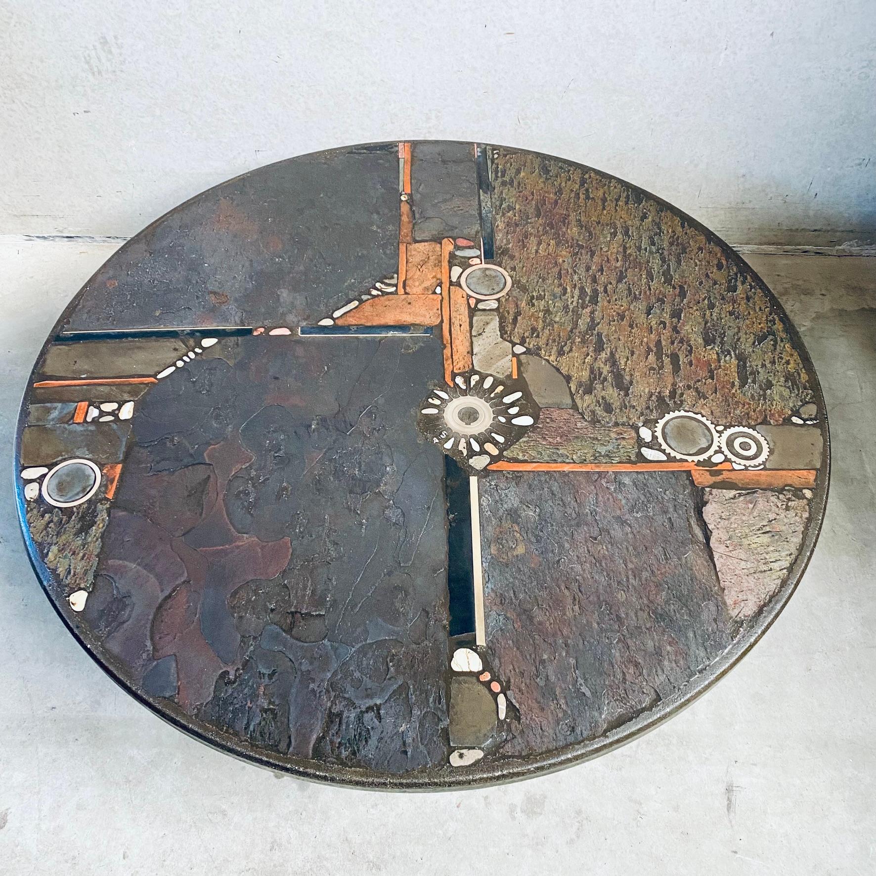 Brutalist Round Coffee Table by Sculptor Paul Kingma, Netherlands, 1984 1
