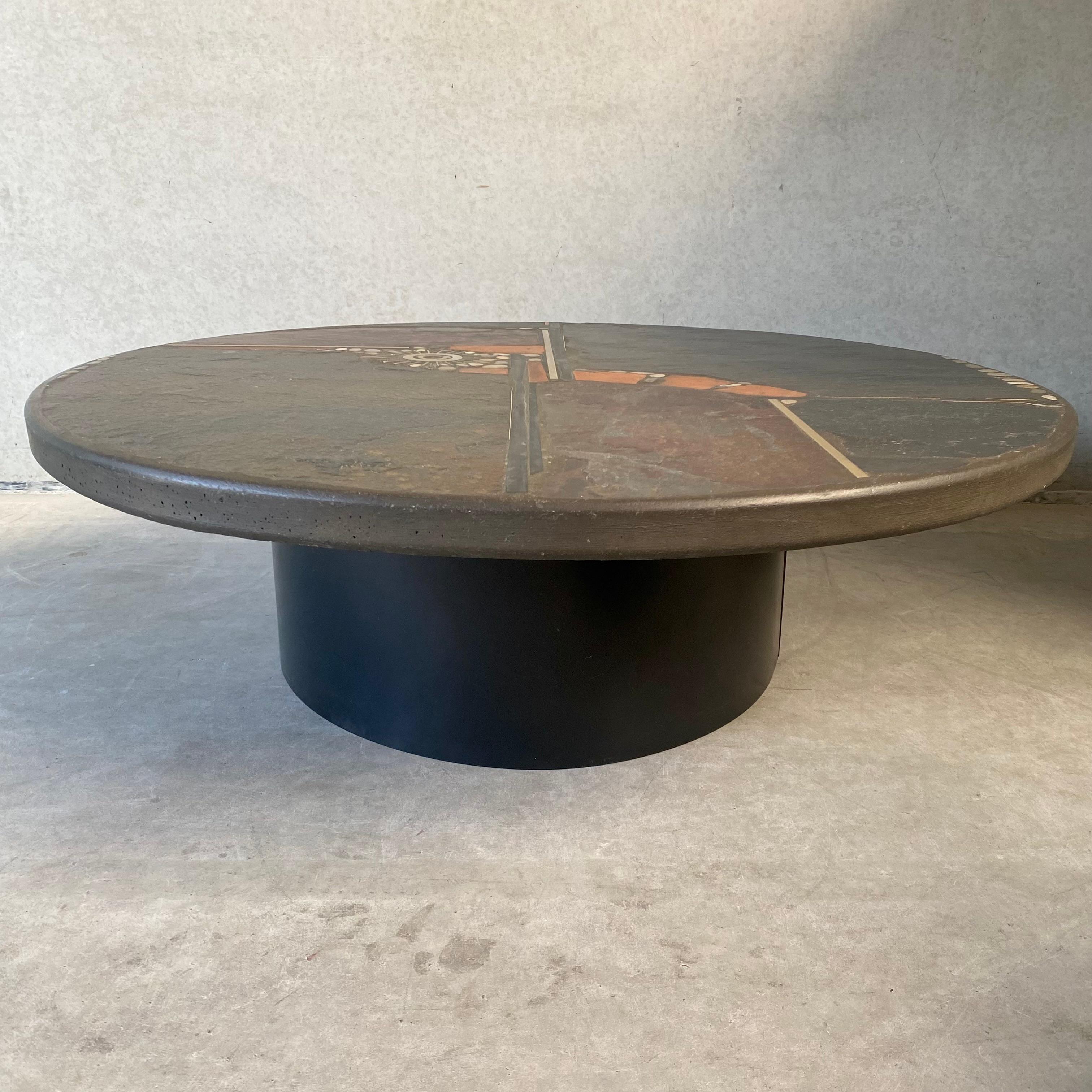 Brutalist Round Coffee Table by Sculptor Paul Kingma, Netherlands, 1985 For Sale 5