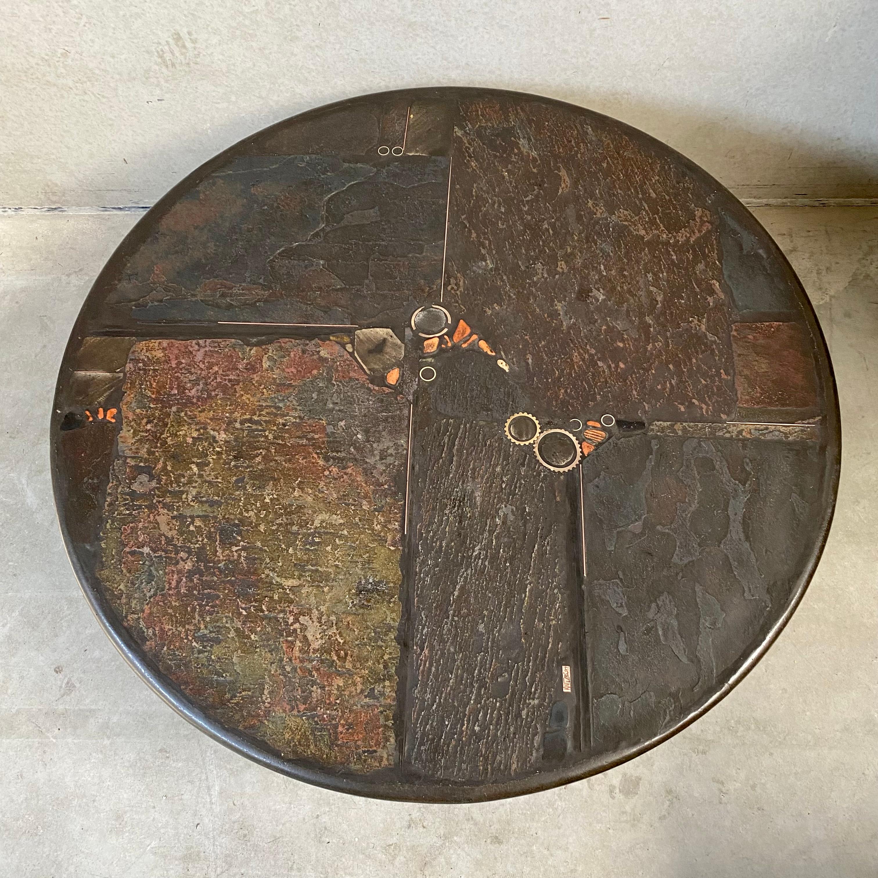 Brutalist Stone Round Coffee Table by Sculptor Paul Kingma, Netherlands, 1987 3