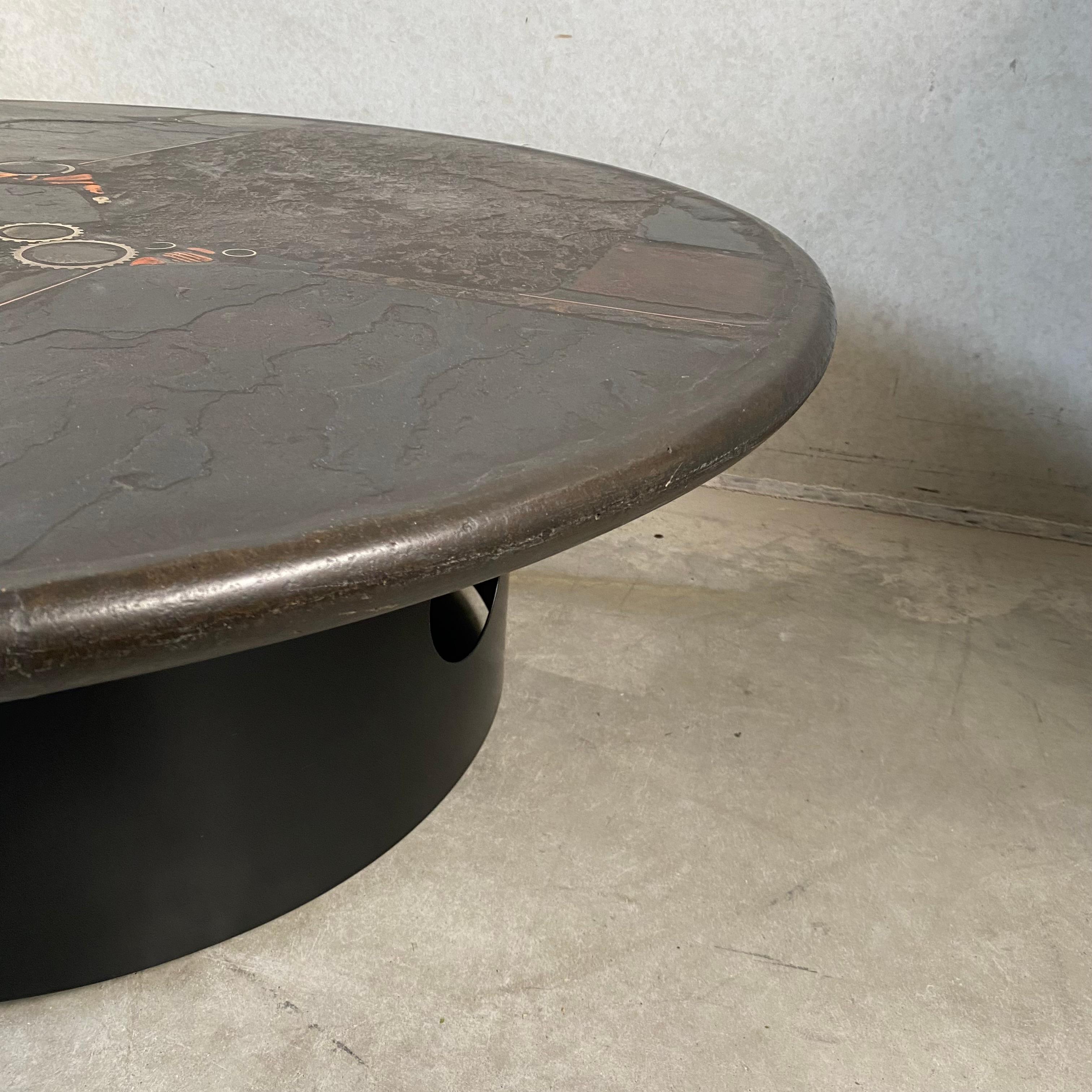 Late 20th Century Brutalist Stone Round Coffee Table by Sculptor Paul Kingma, Netherlands, 1987