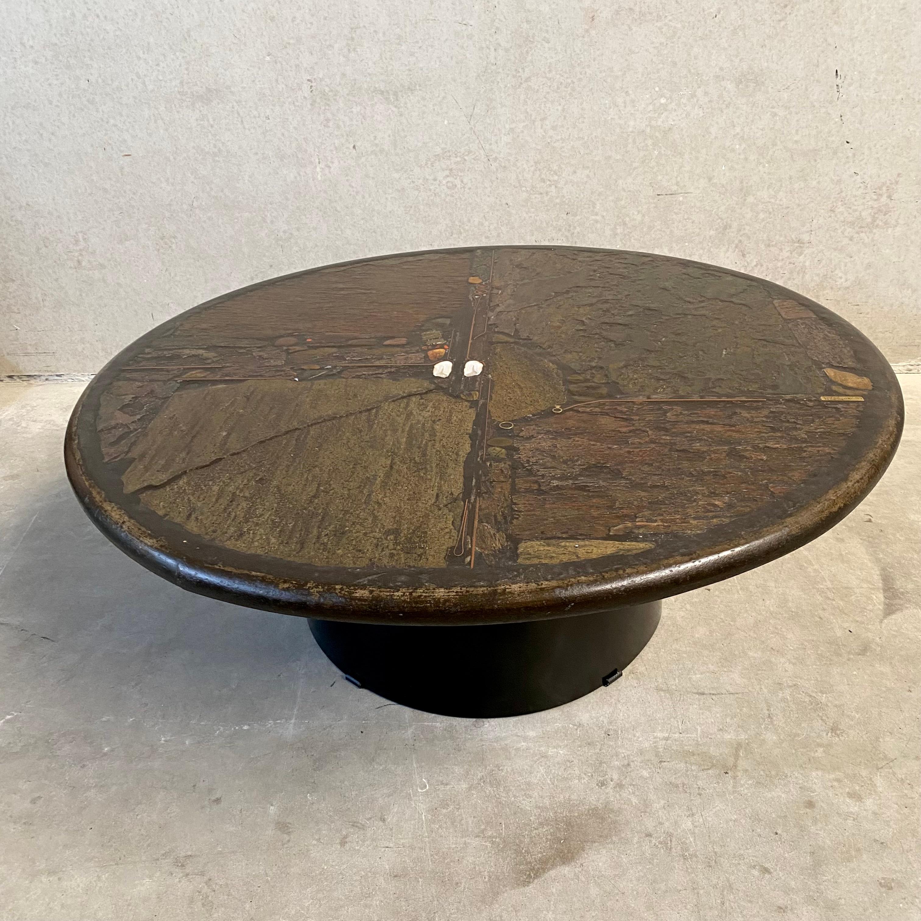 Dutch Brutalist Round Coffee Table by Sculptor Paul Kingma, Netherlands, 1989
