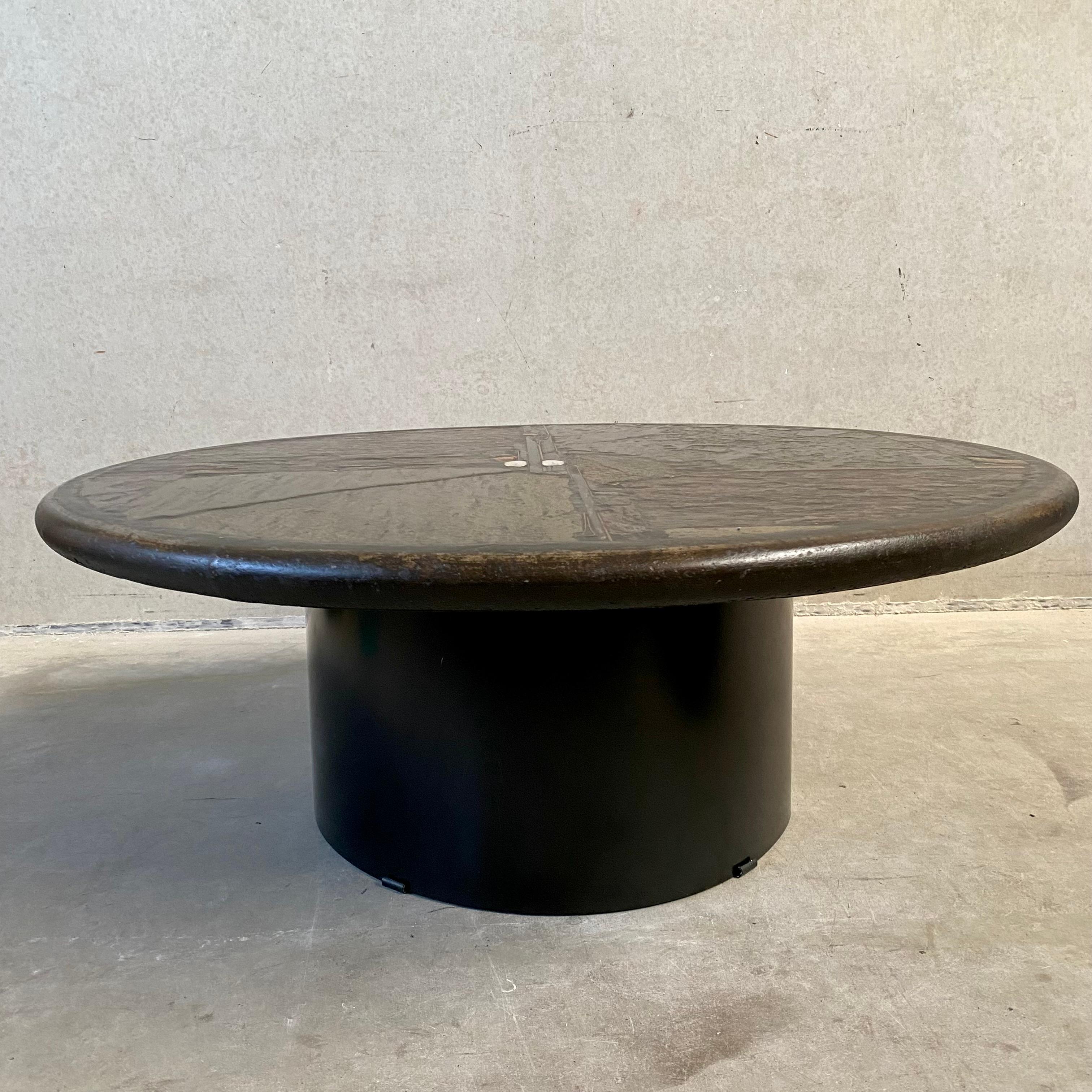 Late 20th Century Brutalist Round Coffee Table by Sculptor Paul Kingma, Netherlands, 1989