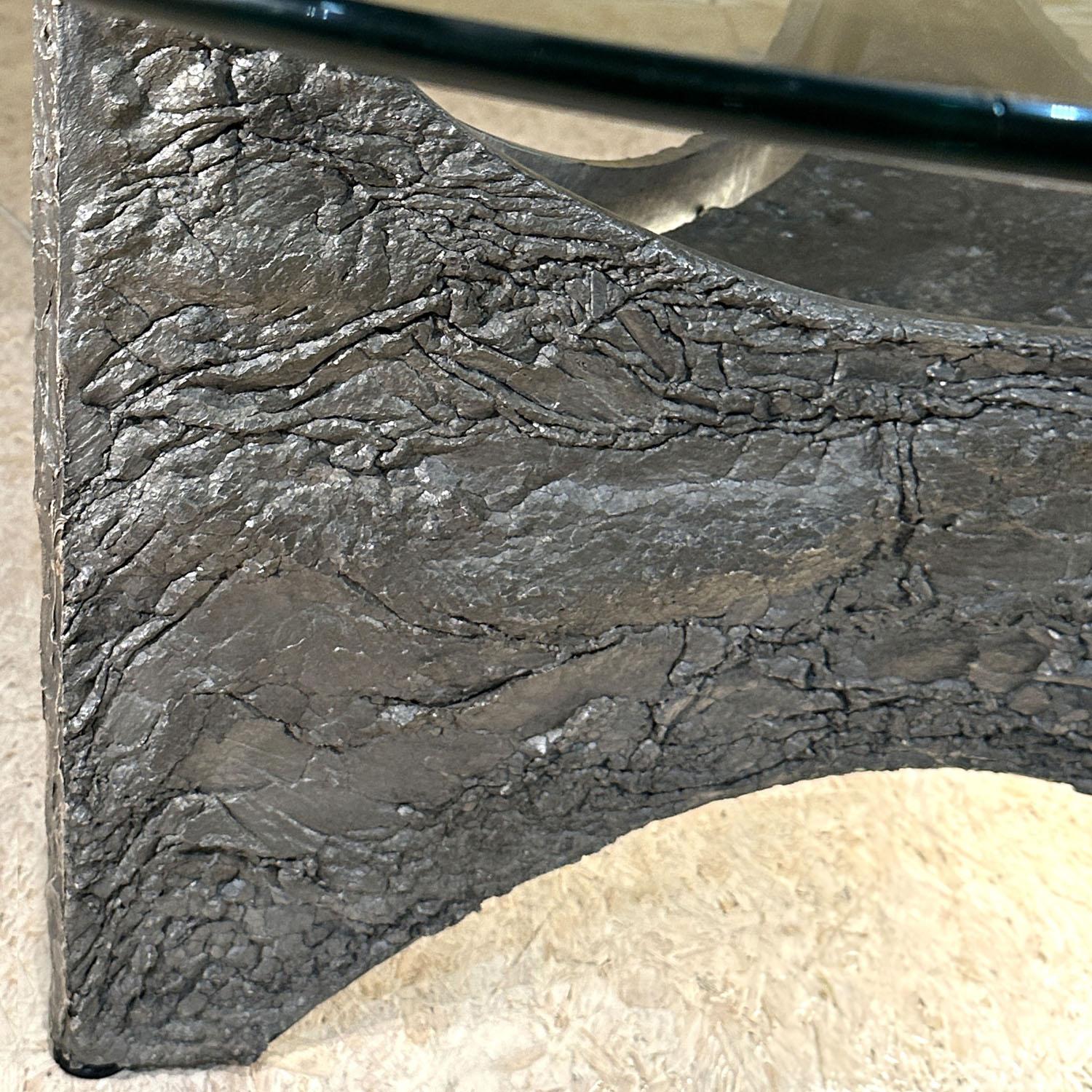 Brutalist Round Coffee Table Cast Aluminium and Glass Illuminated For Sale 3