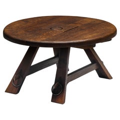 Brutalist Round Coffee Table, France, 1960s