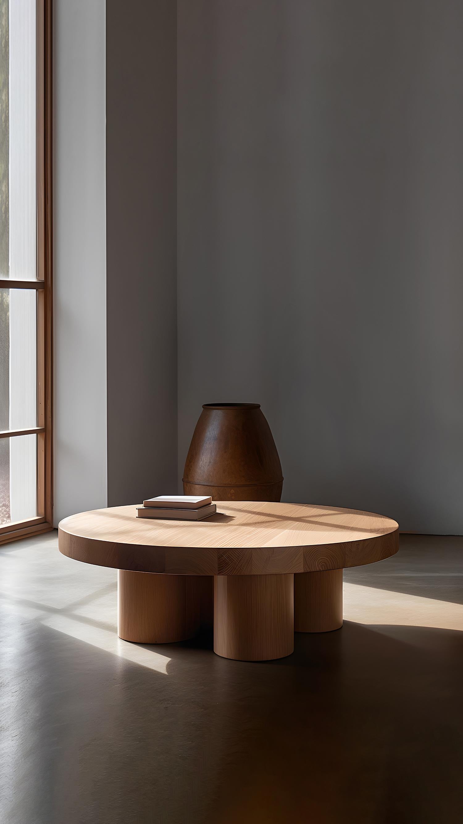 Contreplaqué Table basse ronde brutaliste en placage de bois de chêne rouge Podio par NONO en vente
