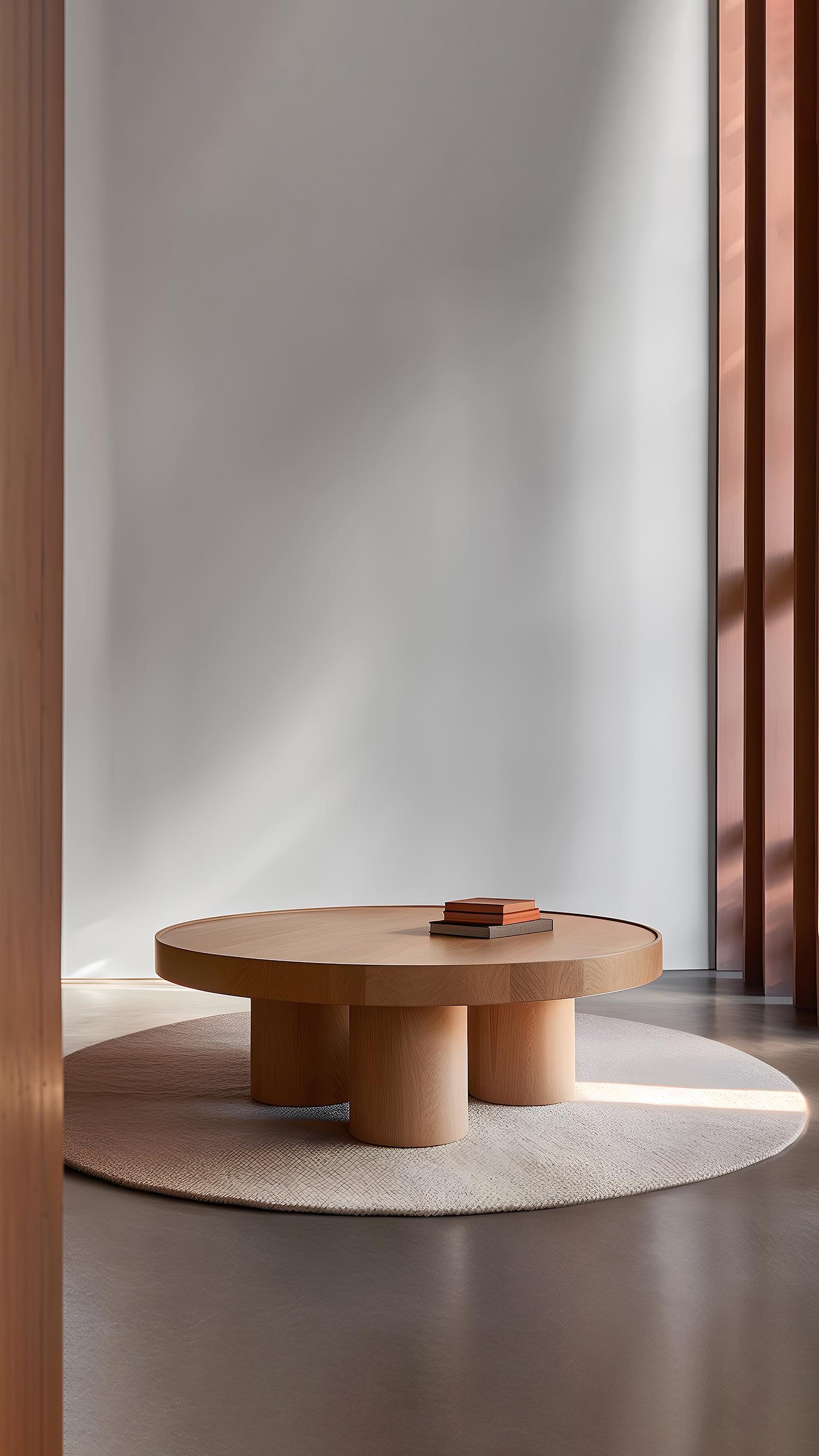 Table basse ronde brutaliste en placage de bois de chêne rouge Podio par NONO en vente 1