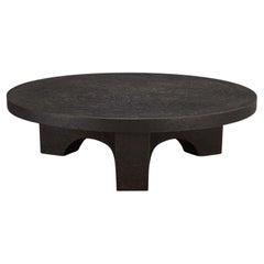 Brutalist Round Coffee Table in Stone Look