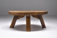 Brutalist Round Coffee Table, Wabi-Sabi, Axel Vervoordt Style, Mid-Century