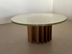 brutalist round coffee table with cast glass by Heinz Lilienthal - 1970s