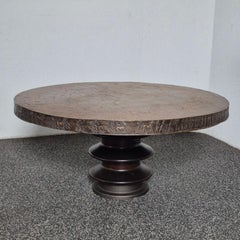 Brutalist round copper and ceramic coffee table, Netherlands 1950s