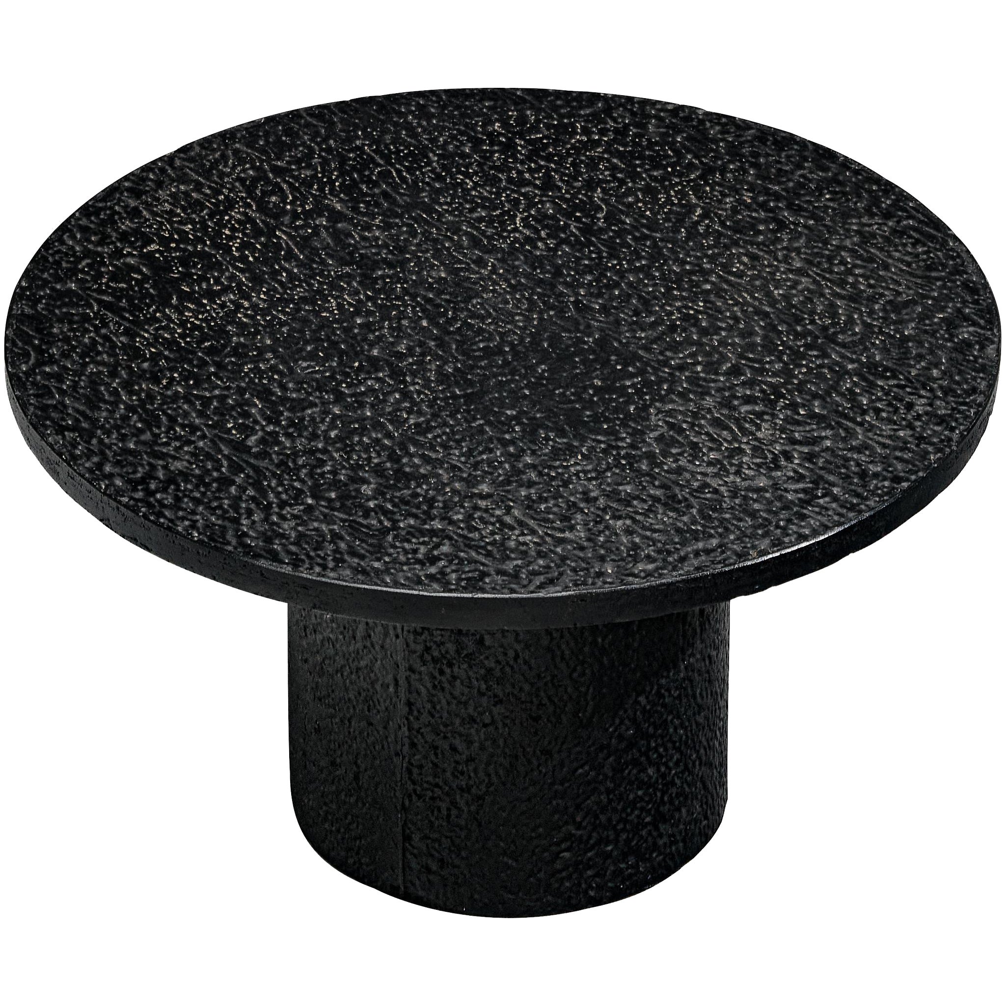 Brutalist Round Dining or Center Table in Black Stone Look Resin (Table de salle à manger ou de centre de table ronde brutaliste en résine noire aspect pierre)