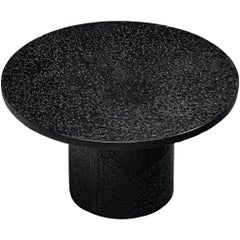 Brutalist Round Dining or Center Table in Black Stone Look Resin