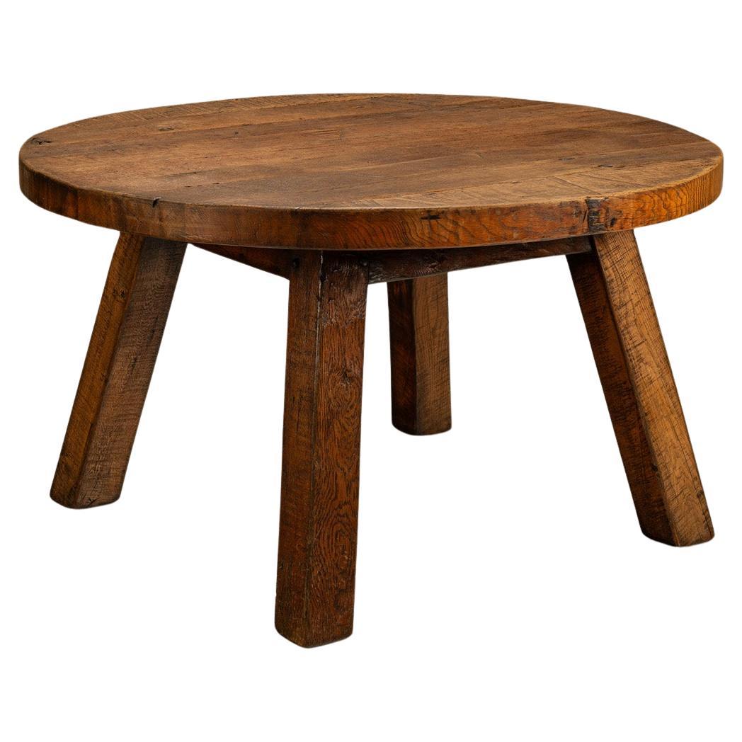 Tavolo da pranzo rotondo brutalista, Francia, anni 
50 in vendita