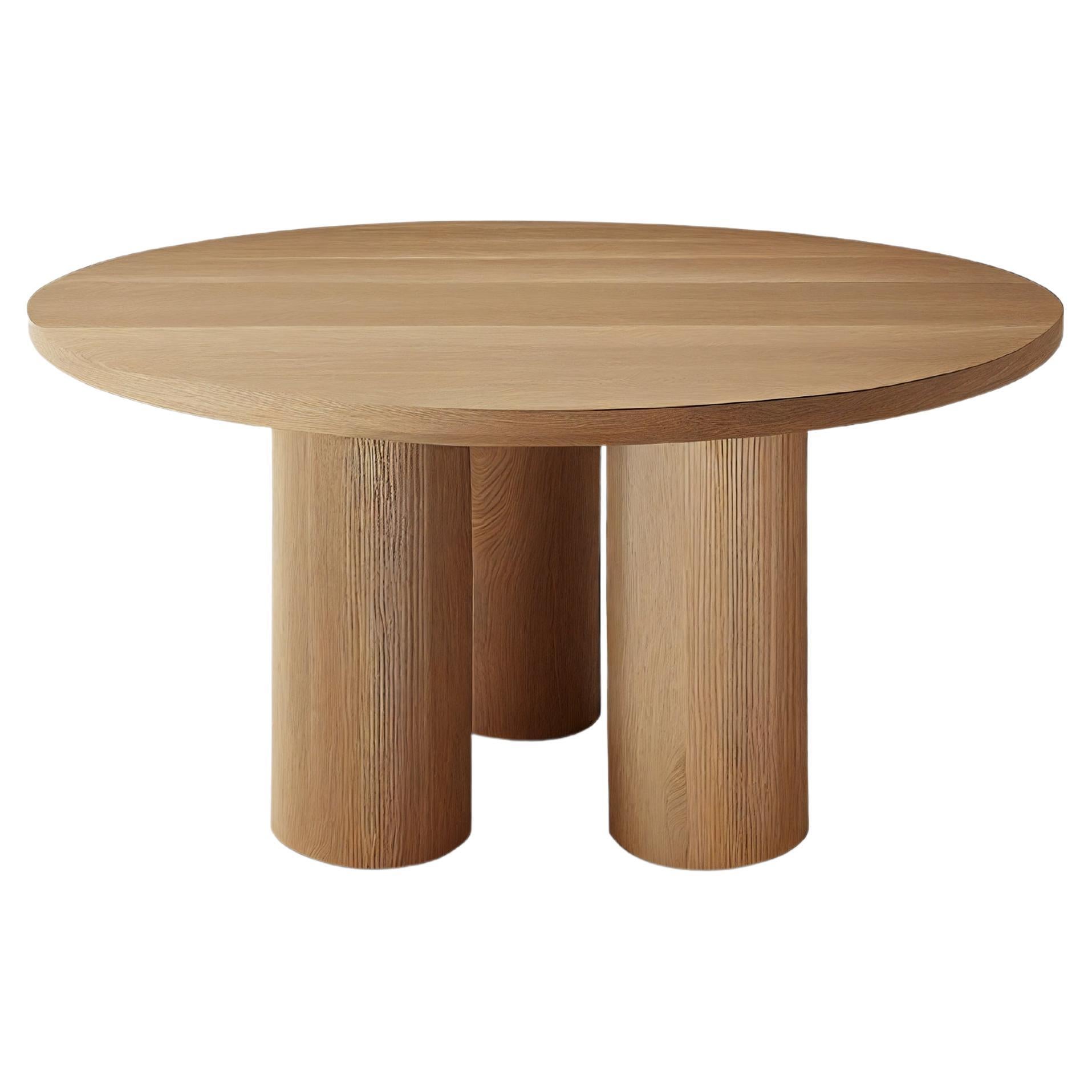 Mexican Brutalist Round Dining Table in Wood Veneer, Podio by Nono For Sale