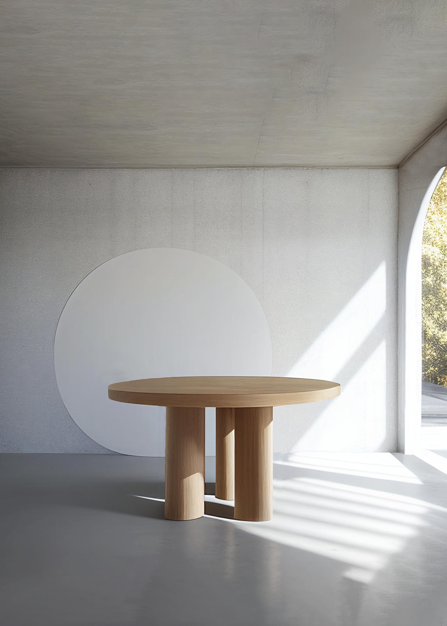 Contemporary Brutalist Round Dining Table in Wood Veneer, Podio by Nono For Sale