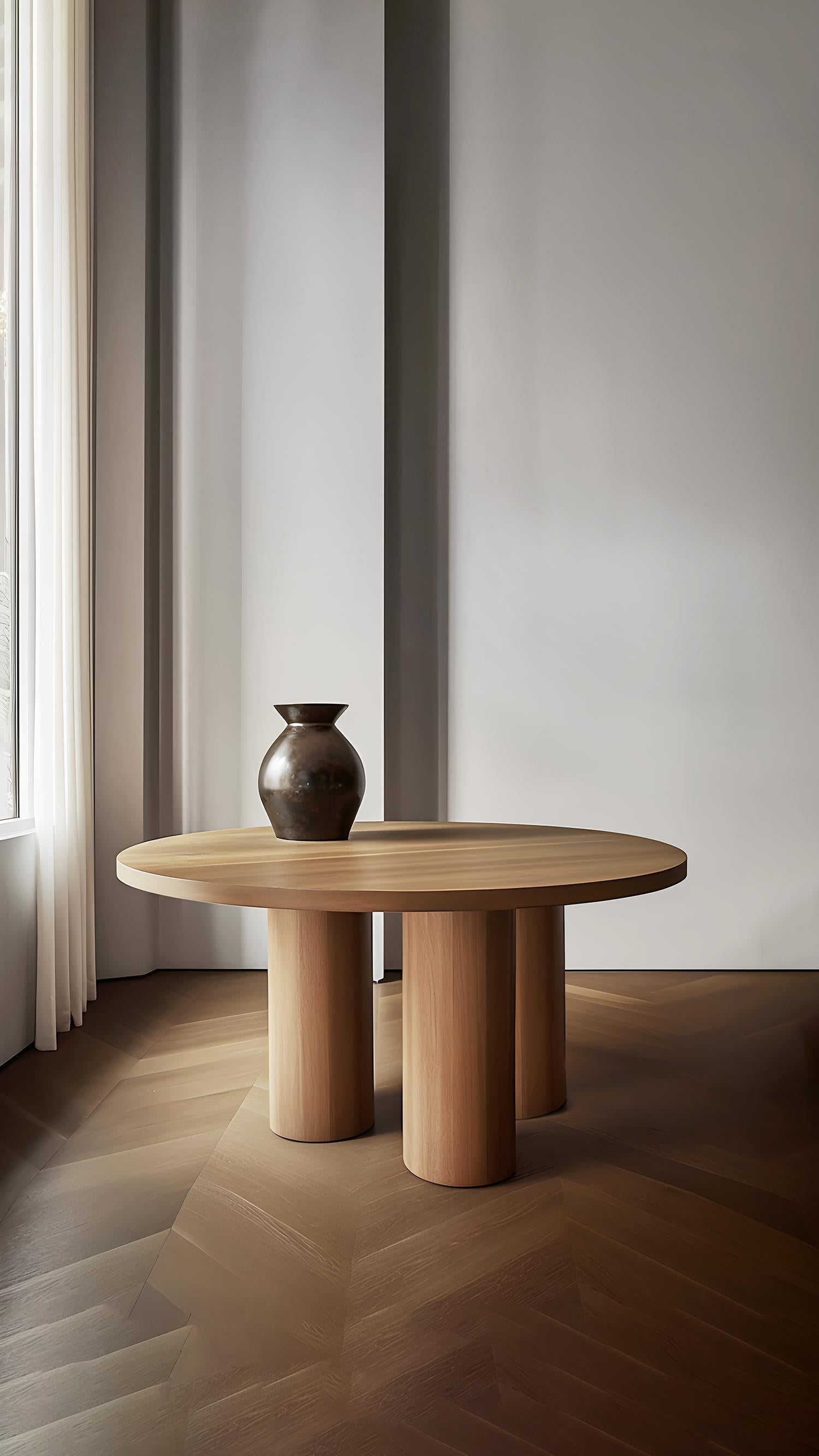 Placage Table de salle à manger ronde brutaliste en placage de bois, Podio par NONO en vente