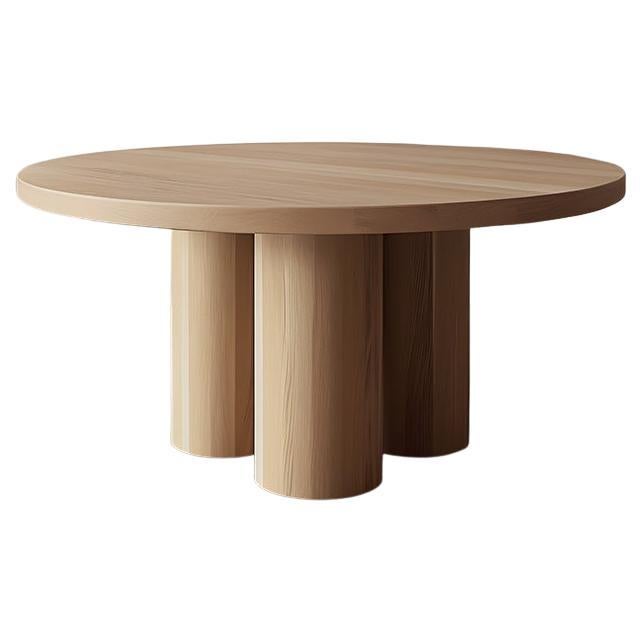 Brutalist Round Dining Table in Wood Veneer, Podio by Nono
