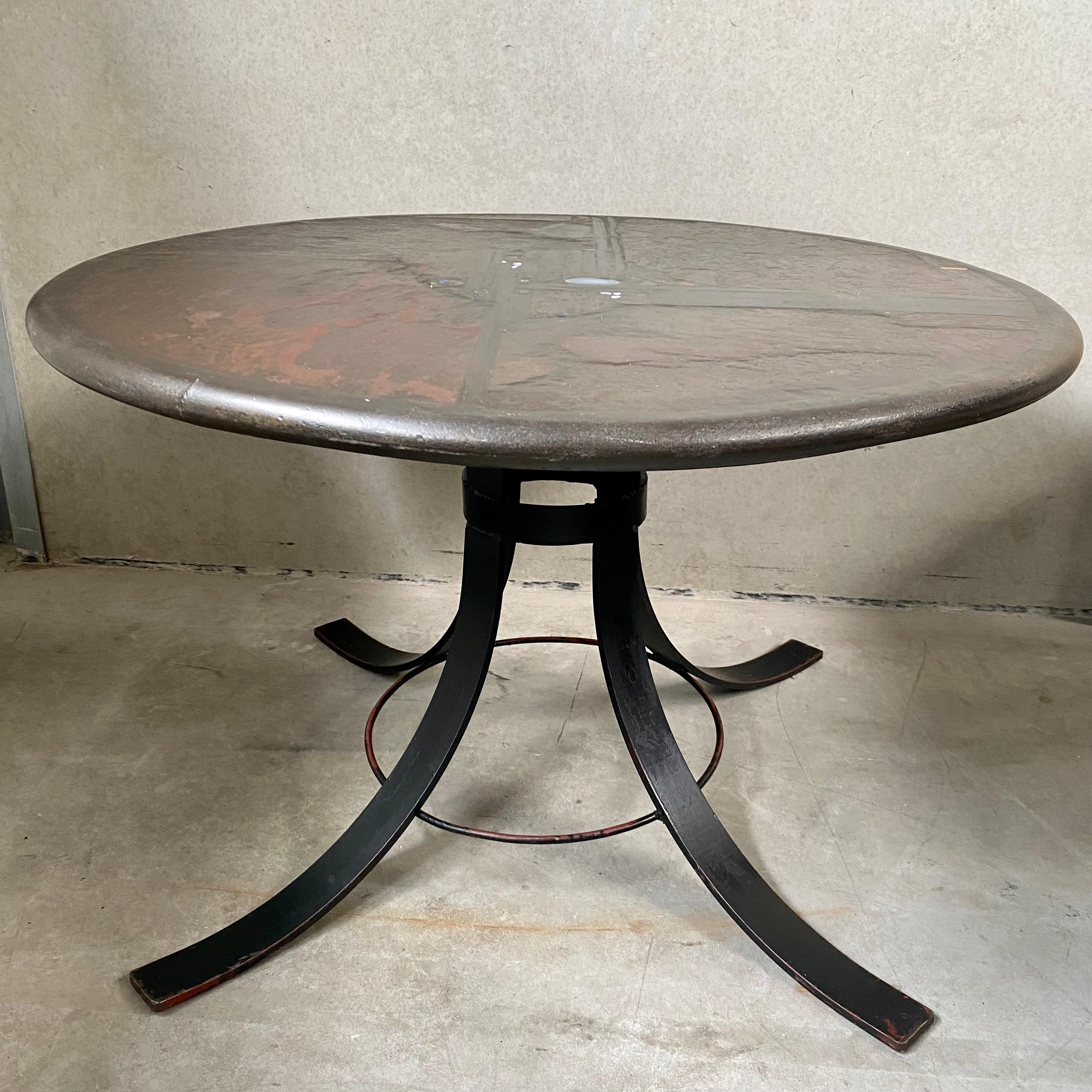 Brutalist Art Round Dining Table With Cast Iron Base By Paul Kingma Agate 1980 For Sale 5