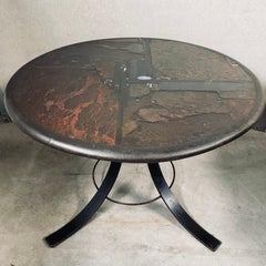 Brutalist Art Round Dining Table With Cast Iron Base By Paul Kingma Agate 1980