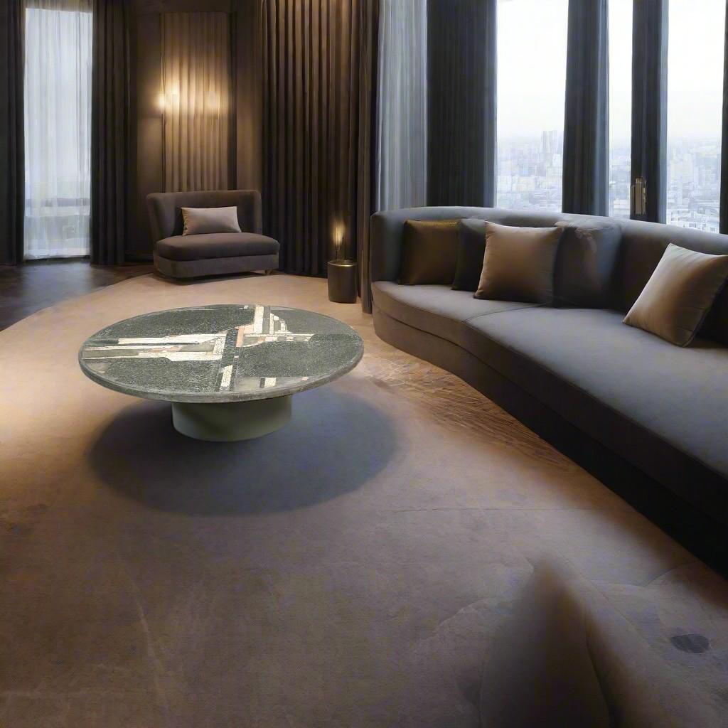 Brutalist Round Grey Slate Stone Coffee Table by Sculptor Paul Kingma, Netherlands 1984

Introducing the Brutalist Round Coffee Table by renowned sculptor Paul Kingma, crafted in the Netherlands in 1984. This iconic piece is a testament to Kingma's