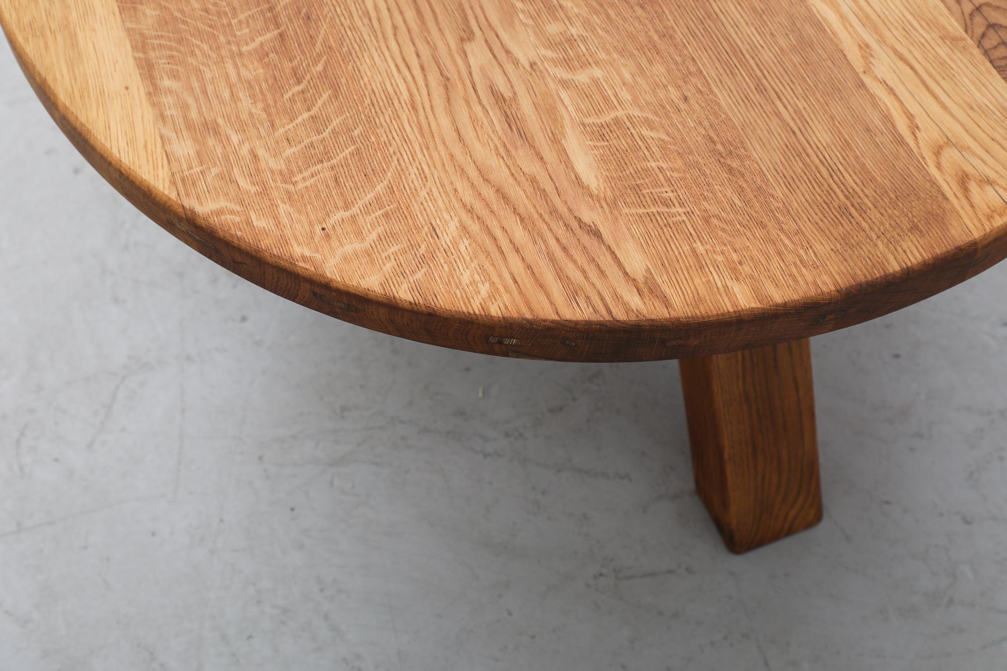 Brutalist Round Oak Coffee Table For Sale 4