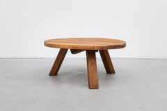 Brutalist Round Oak Coffee Table