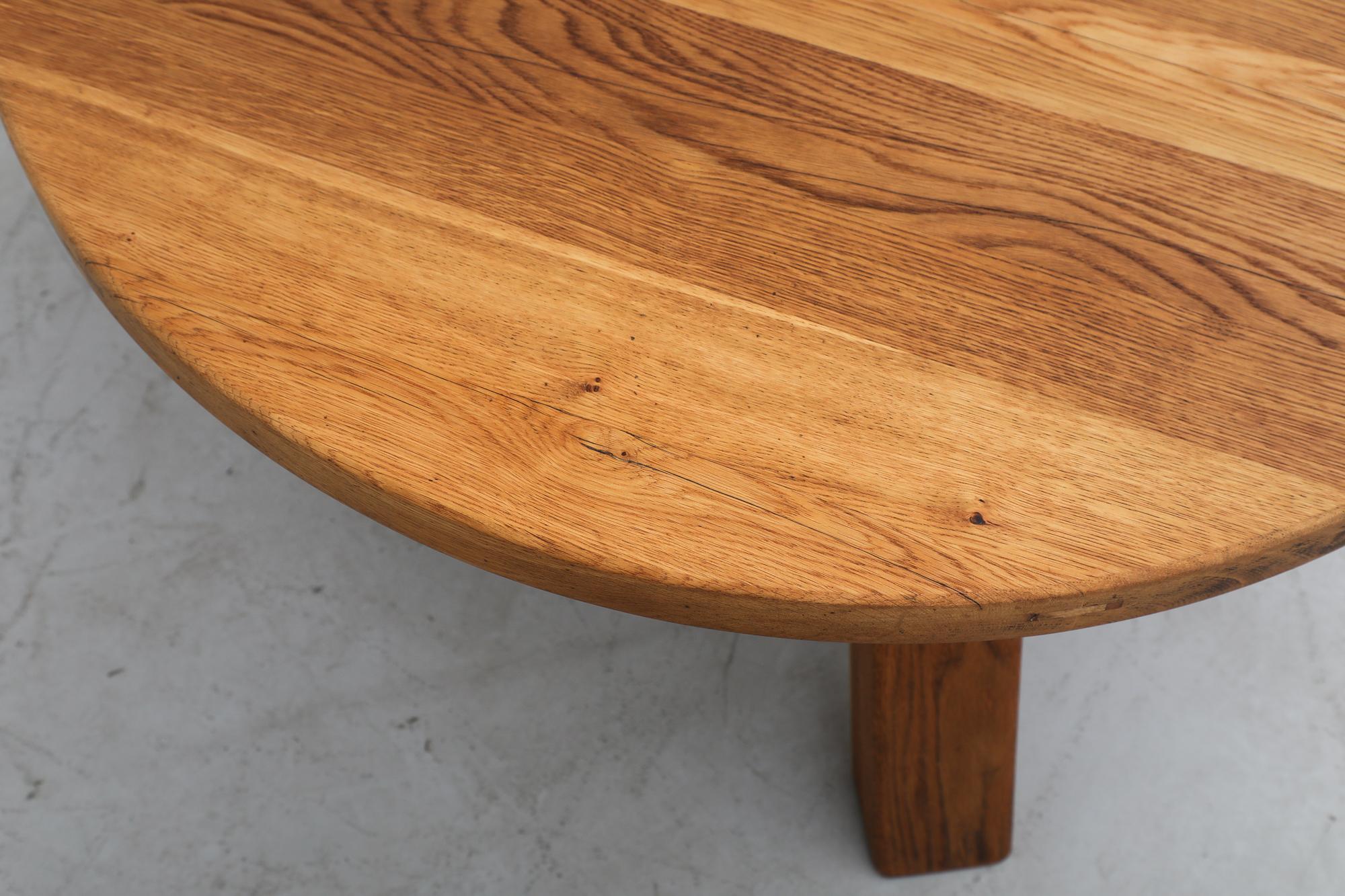 Brutalist Round Oak Coffee Table 1