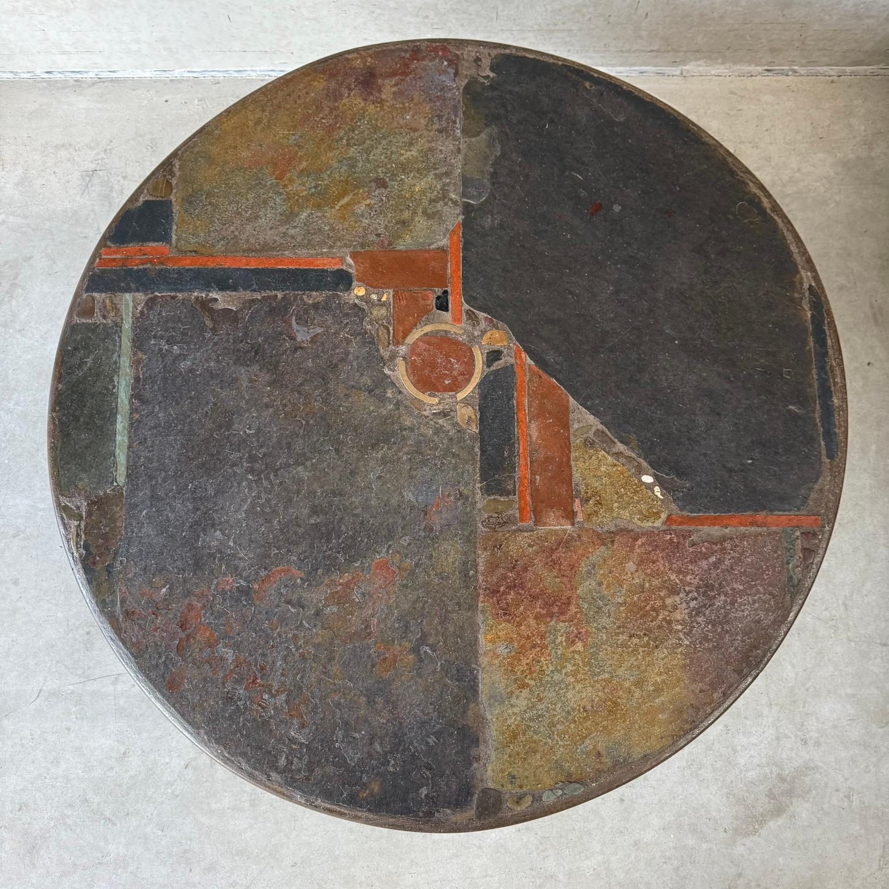 Brutalist Round Slate Stone Coffee Table Sculptor Paul Kingma Netherlands 1978 For Sale 5