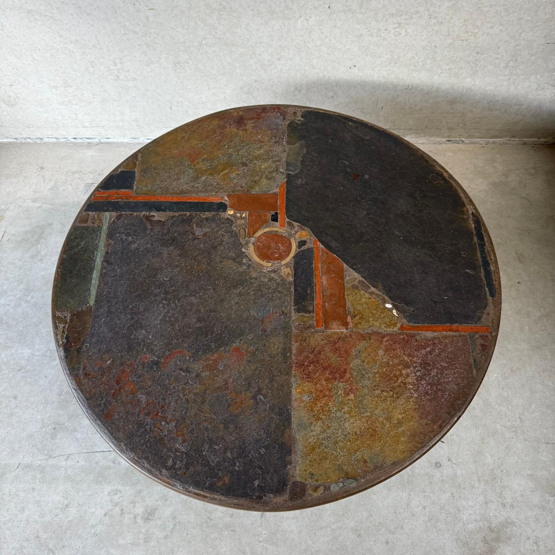 Brutalist Round Slate Stone Coffee Table Sculptor Paul Kingma Netherlands 1978 For Sale 6