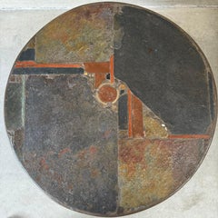 Brutalist Round Slate Stone Coffee Table Sculptor Paul Kingma Netherlands 1978