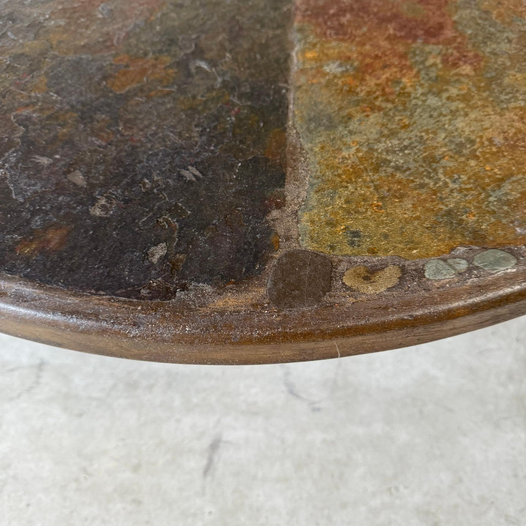 Metal Brutalist Round Slate Stone Coffee Table Sculptor Paul Kingma Netherlands 1978 For Sale
