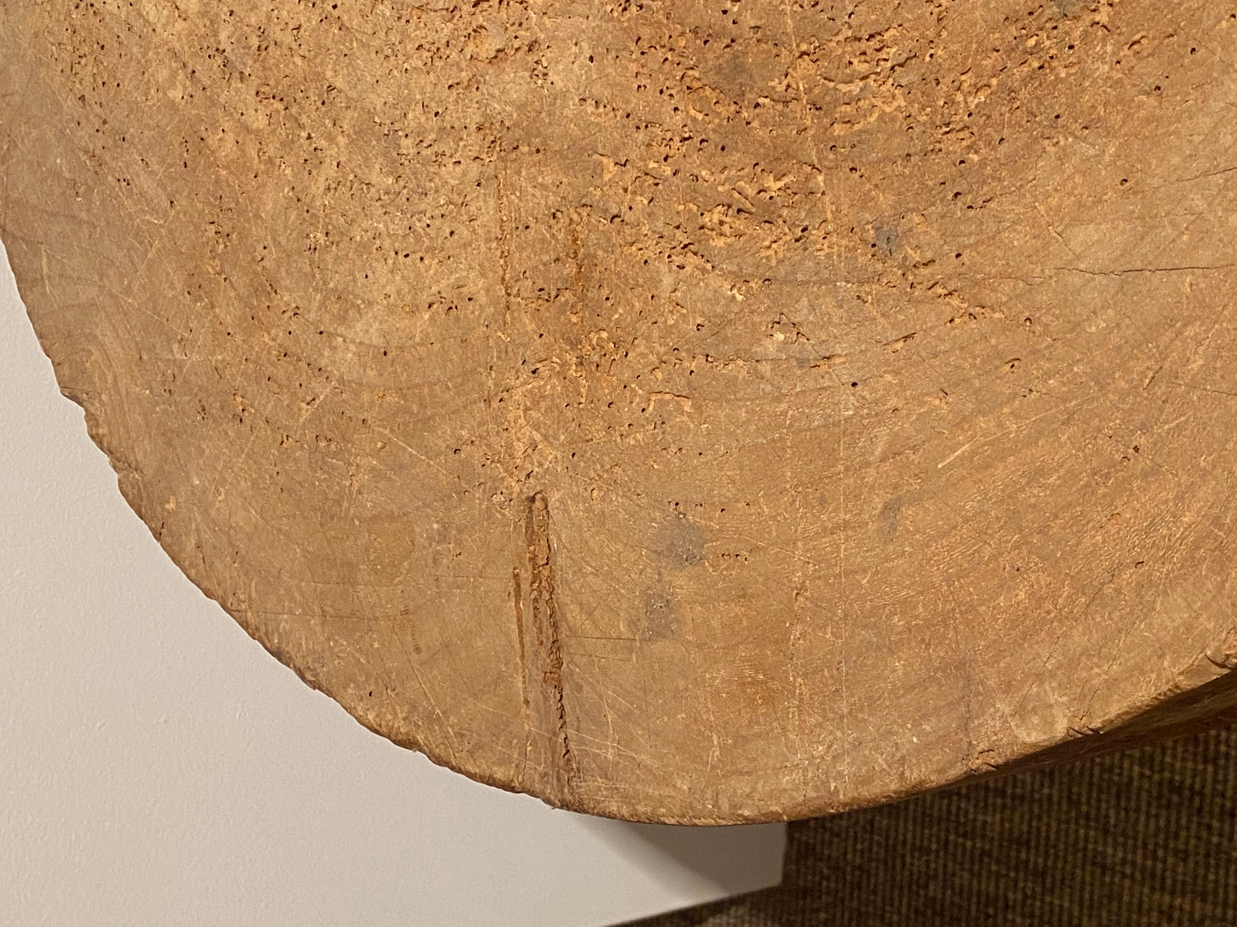 Beech Brutalist round Tripod Table
