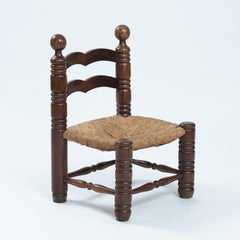 Brutalist Rush Low Chair in the style of Charles Dudouyt, 1950s