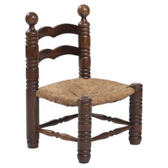 Brutalist Rush Low Chair in the style of Charles Dudouyt, 1950s