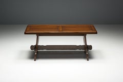 Brutalist Rustic Alpine Dining Table in Stained Oak, Spain, 1970s