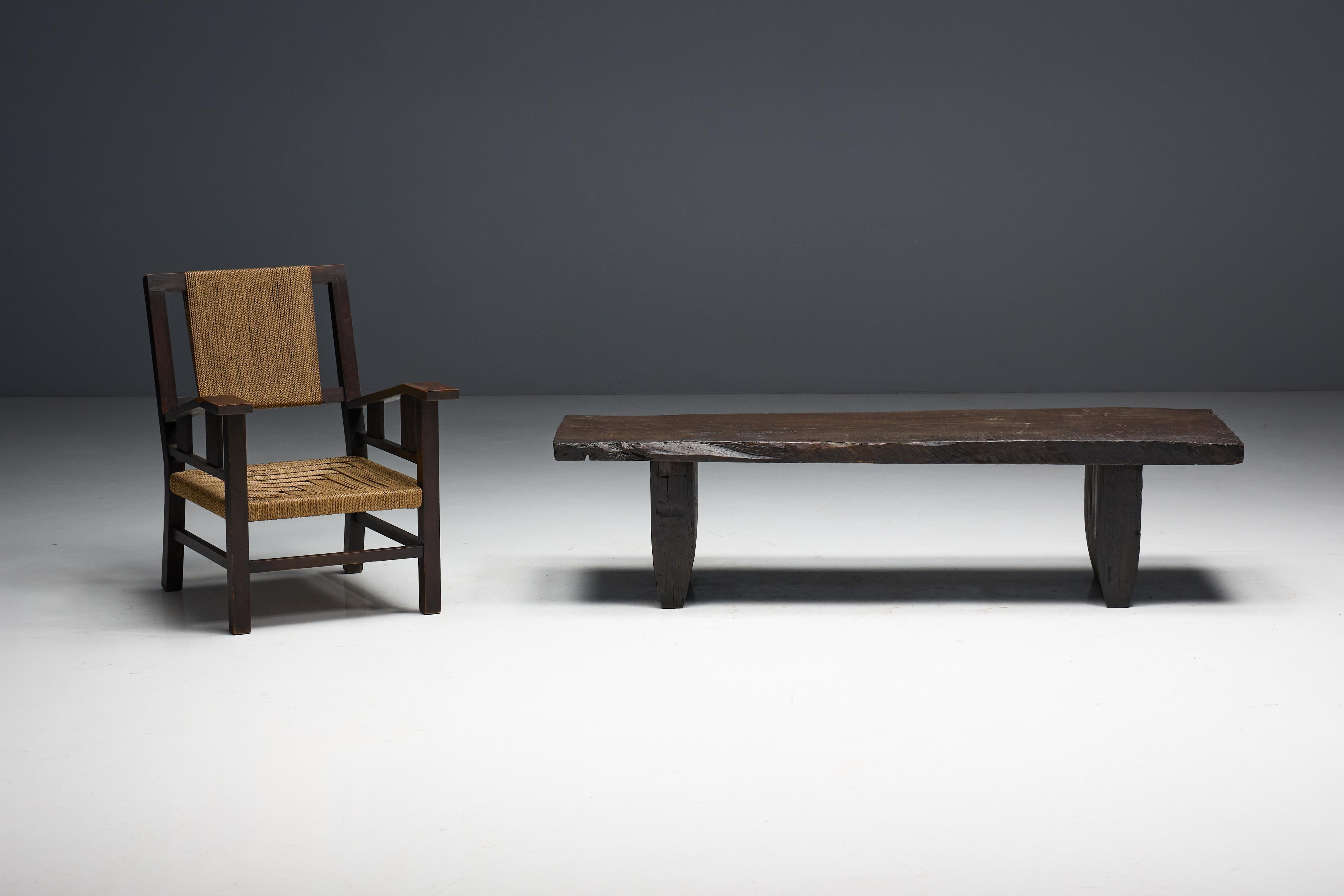 Brutalist Rustic Coffee Table - Late 18th Century For Sale 11