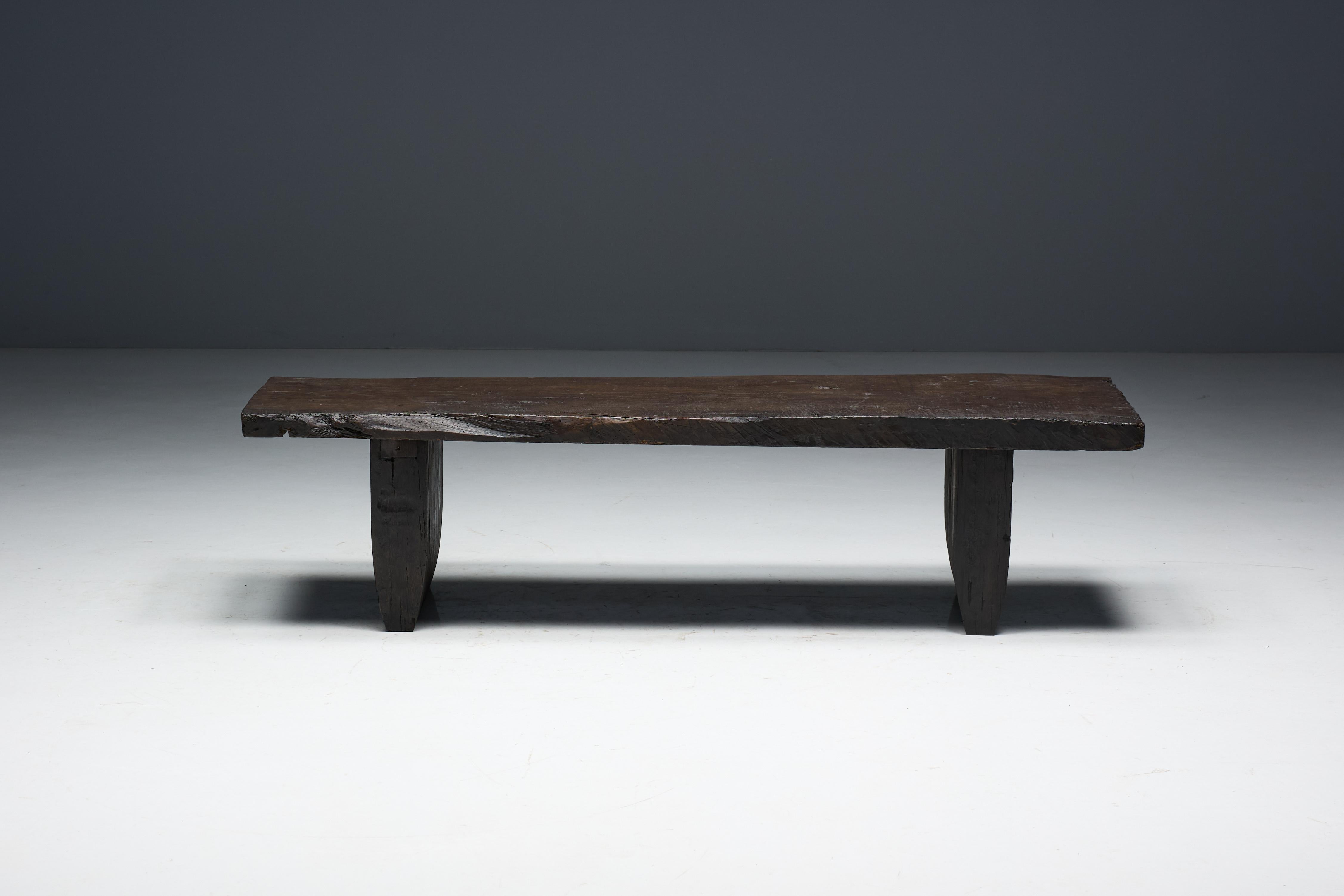 Brutalist Rustic Coffee Table - Late 18th Century For Sale 12
