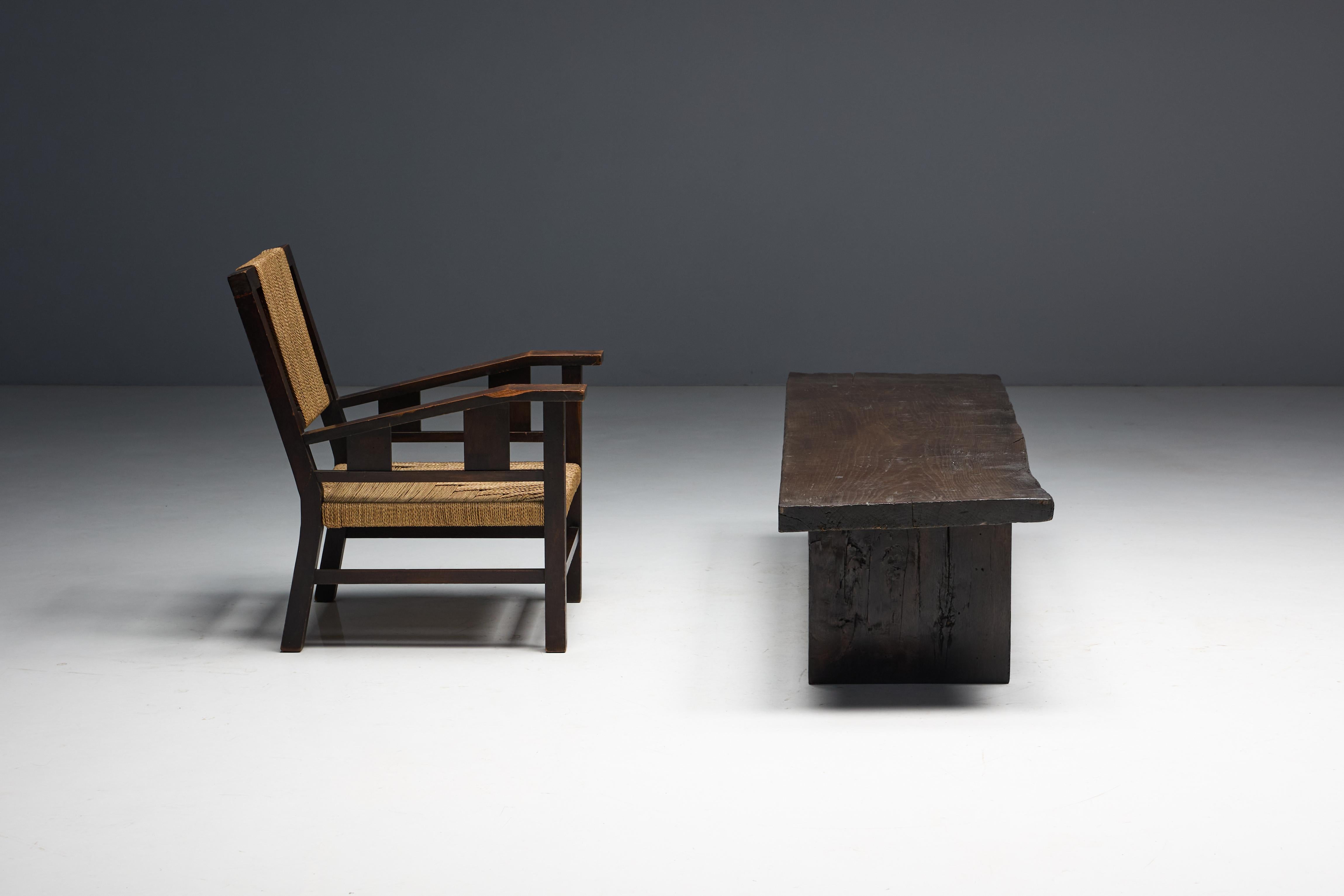 Brutalist Rustic Coffee Table - Late 18th Century For Sale 13