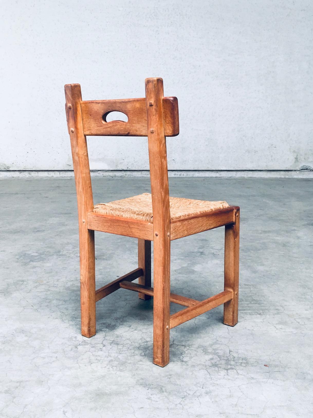 Esszimmerstuhl-Set aus Eichenholz und Binsen im rustikalen Design, Belgien, 1960er Jahre im Angebot 4
