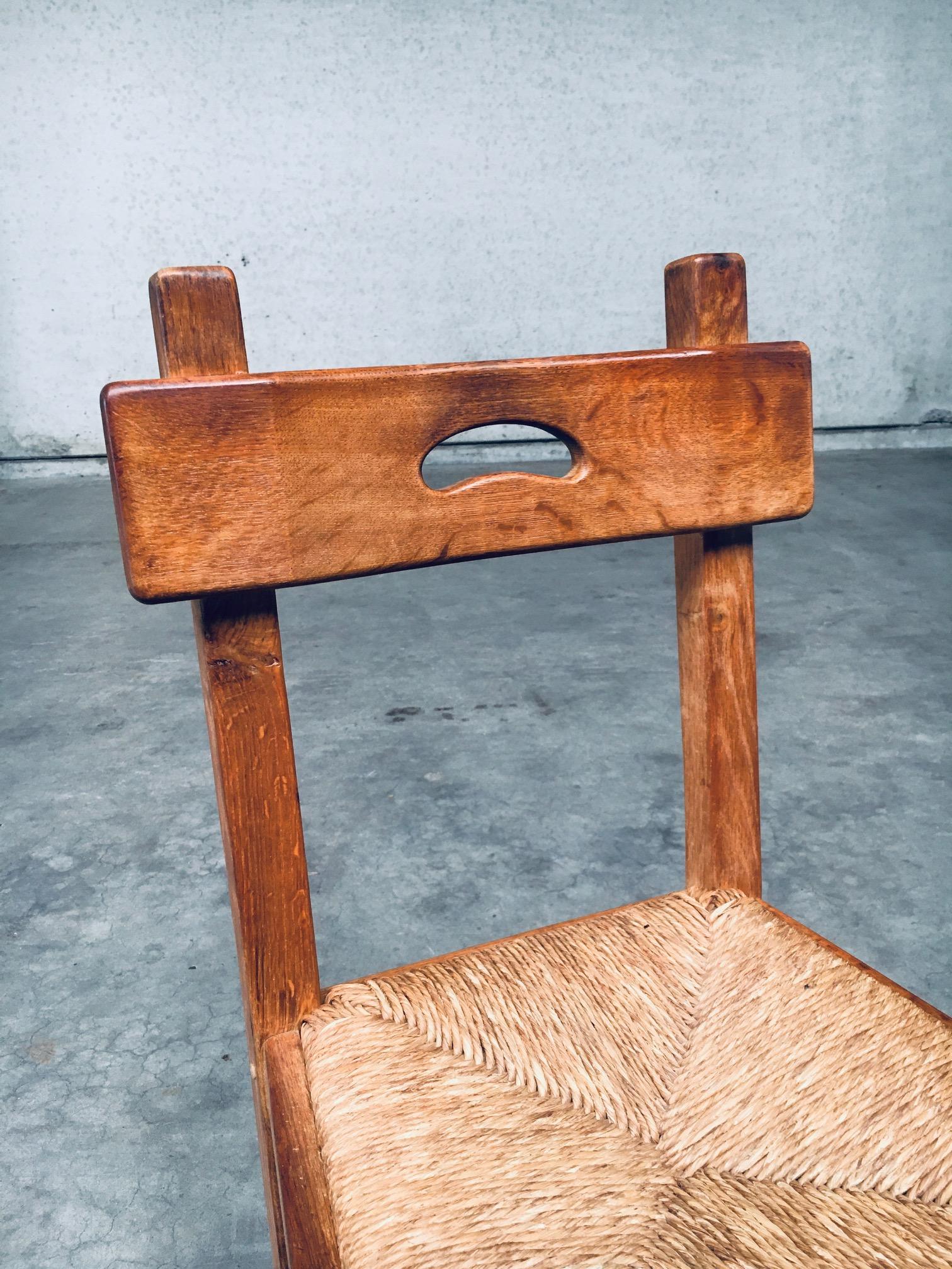 Esszimmerstuhl-Set aus Eichenholz und Binsen im rustikalen Design, Belgien, 1960er Jahre im Angebot 5